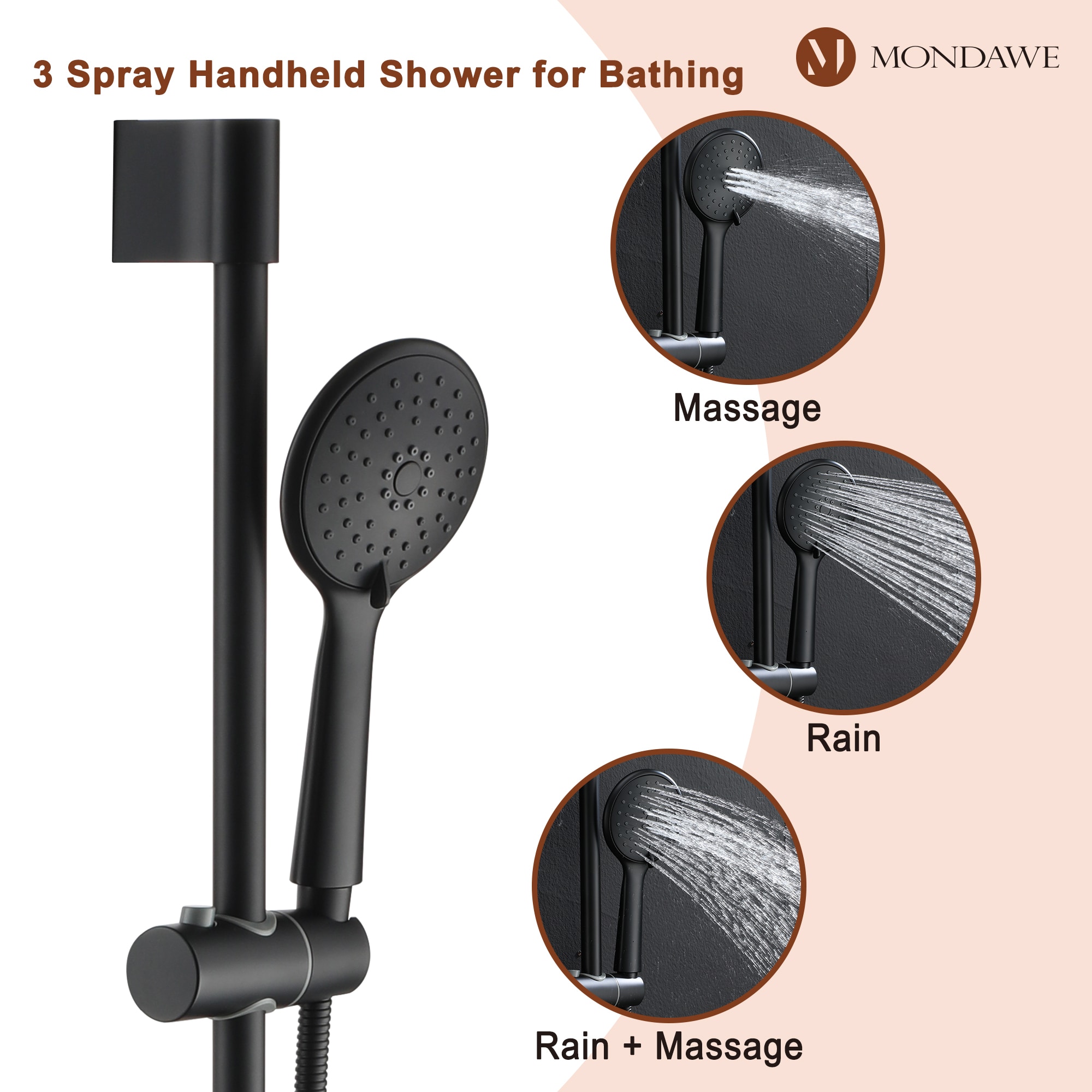Mondawe MD-A3816-MB3 Showerhead-Bar-Panels - View #8
