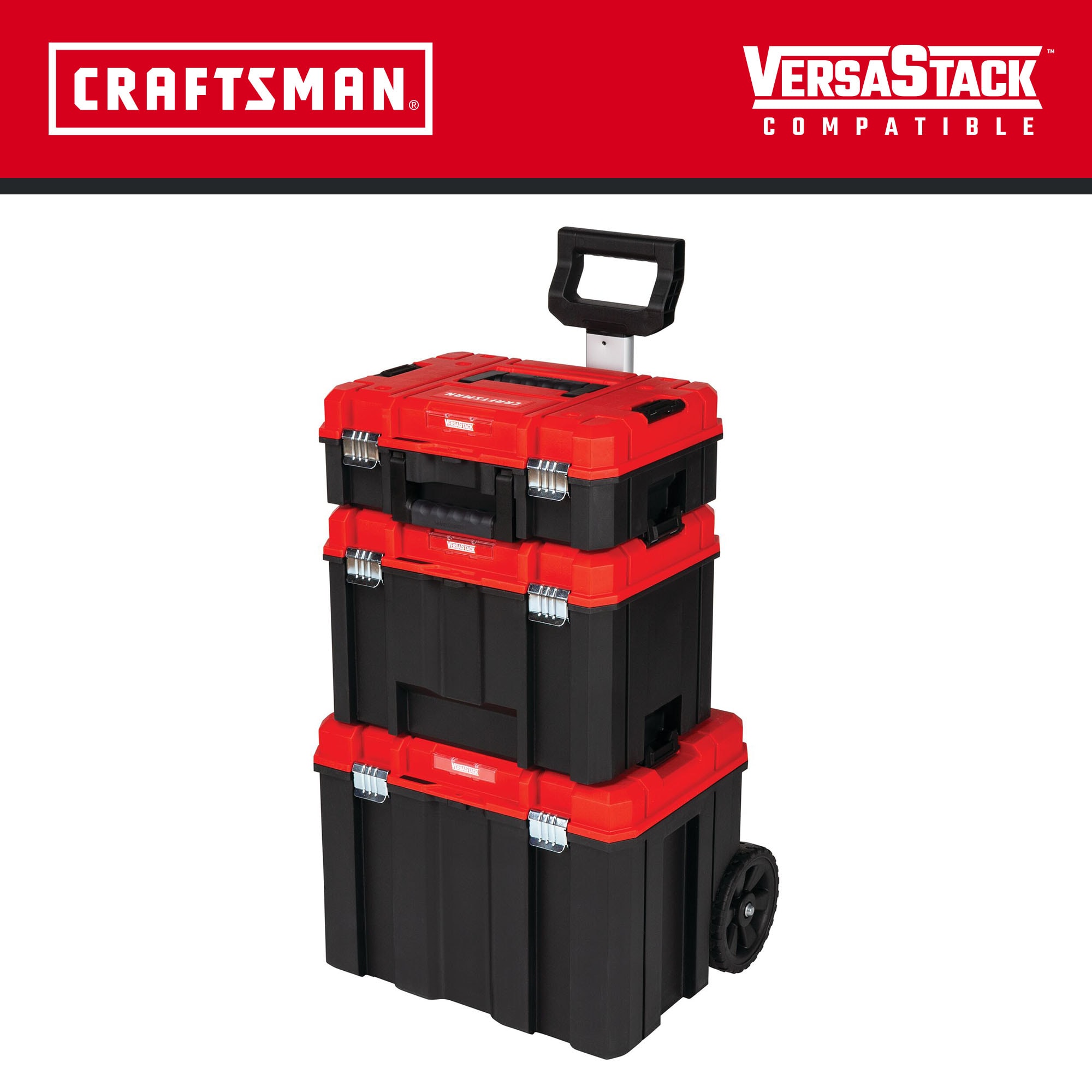 CRAFTSMAN VERSASTACK System 21-in Black Plastic Wheels Lockable Tool ...