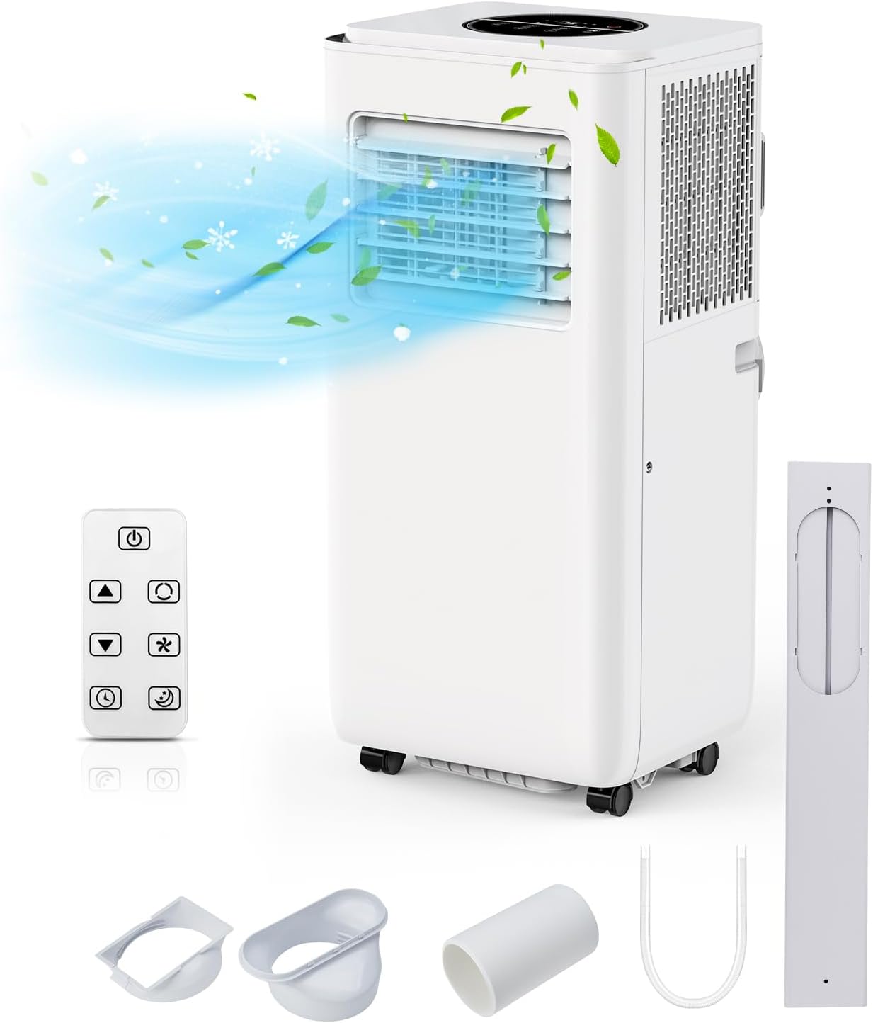 Qeetex LXLS2-PHO-10G2TS7T 8000 BTU Portable Air Conditioner for Small Medium Room Compact Lightweight Design Quiet Cooling with Dehumidifier Fan Easy Installation Window Kit