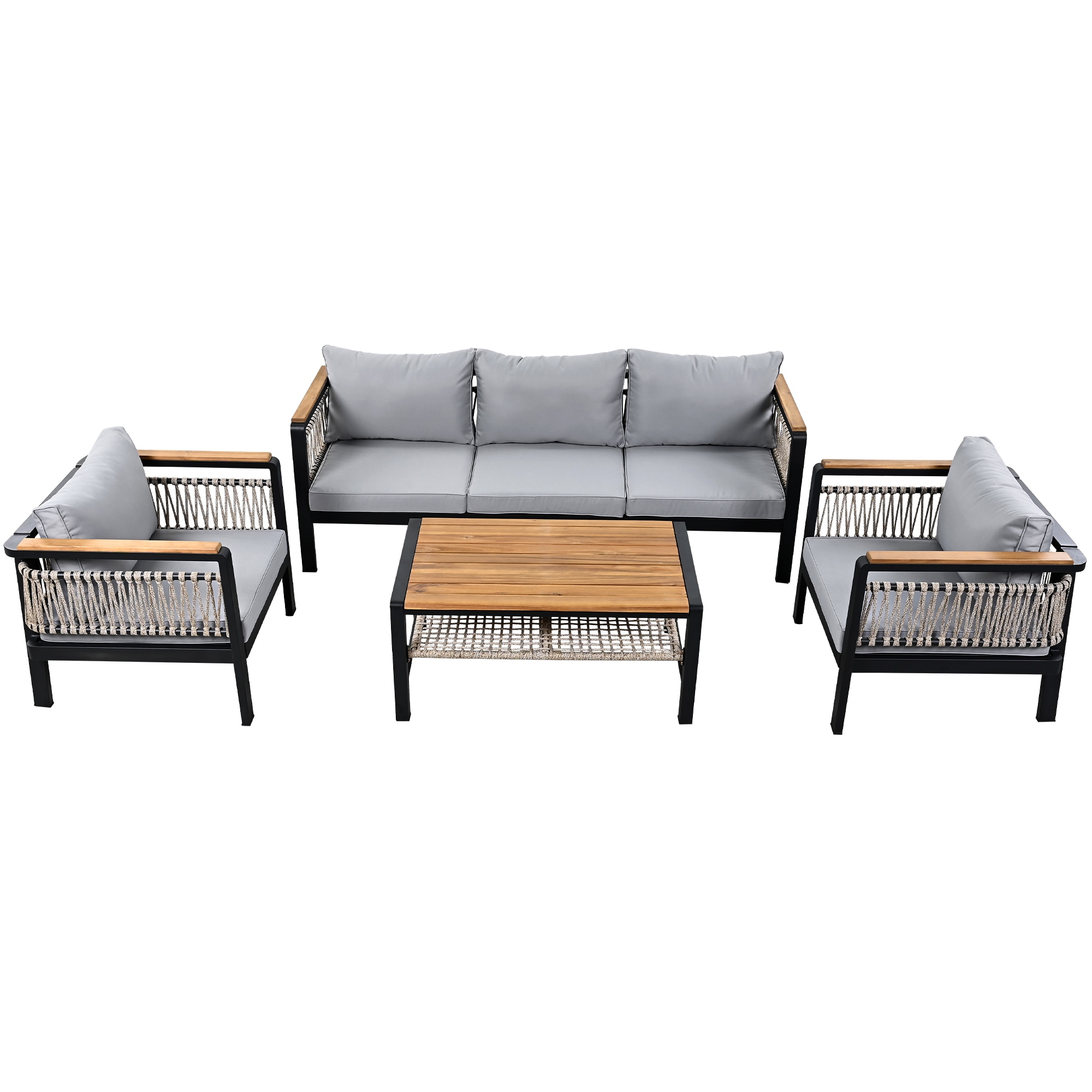 Maocao Hoom SH00130E 4 -Piece Patio Sofa Conversation Set with Gray Cushions
