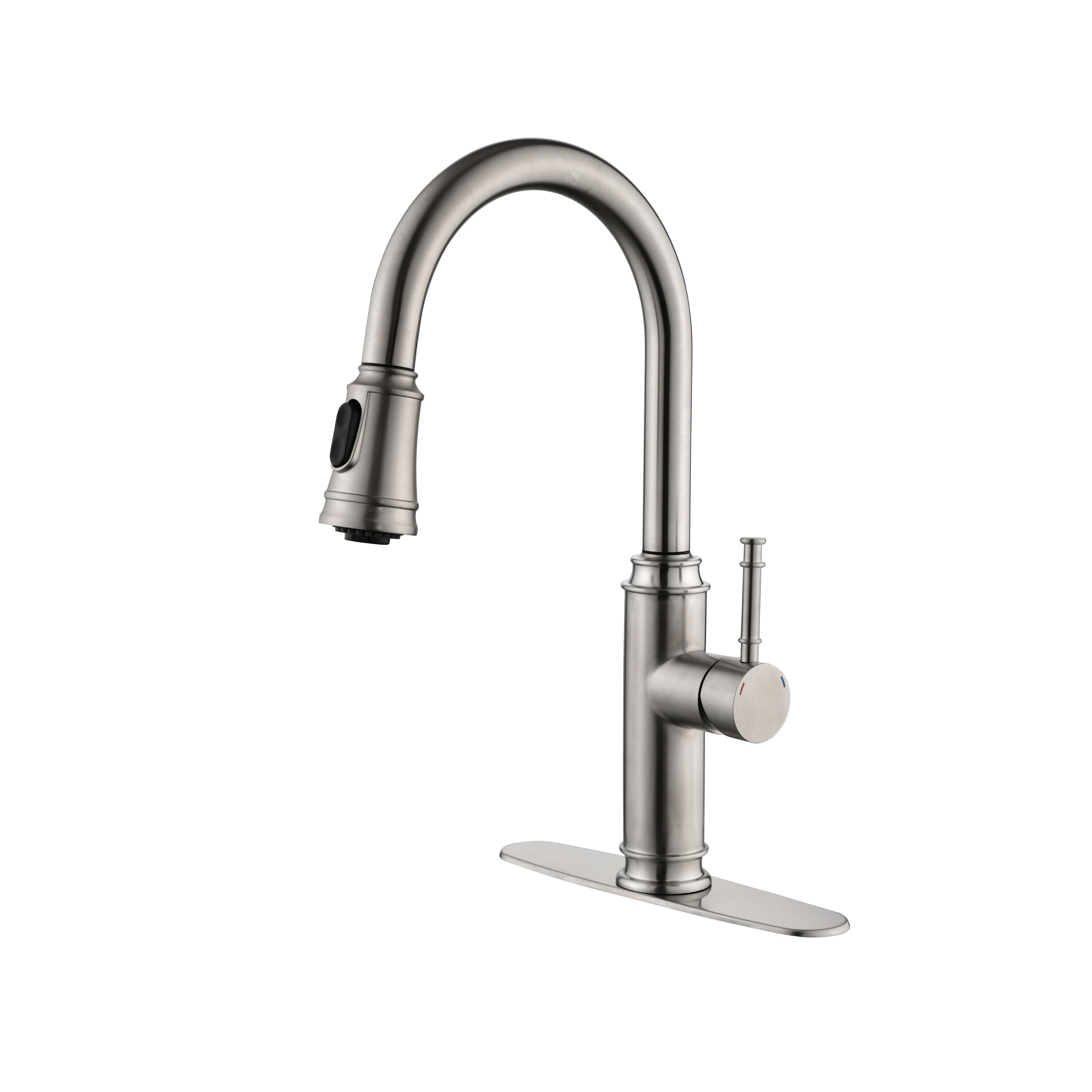 Tatayosi JJ-Y-NS-8 Single Handle High Arc Pull Out Kitchen FaucetSingle Level Stainless Steel Kitchen Sink Faucets with Pull Down Sprayer