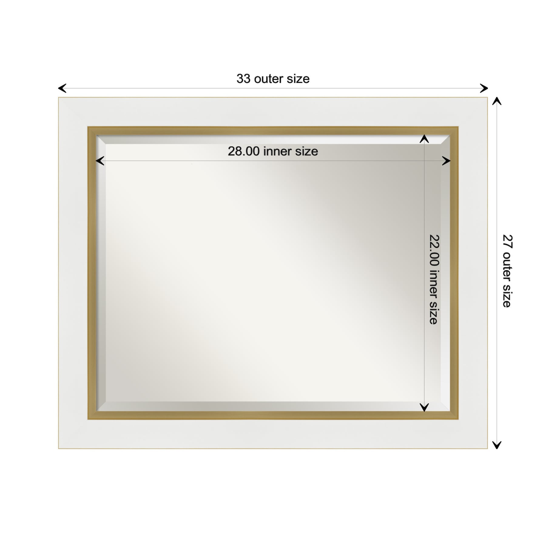 Eva White Gold Rectangular Wall Mirror with Polystyrene Frame