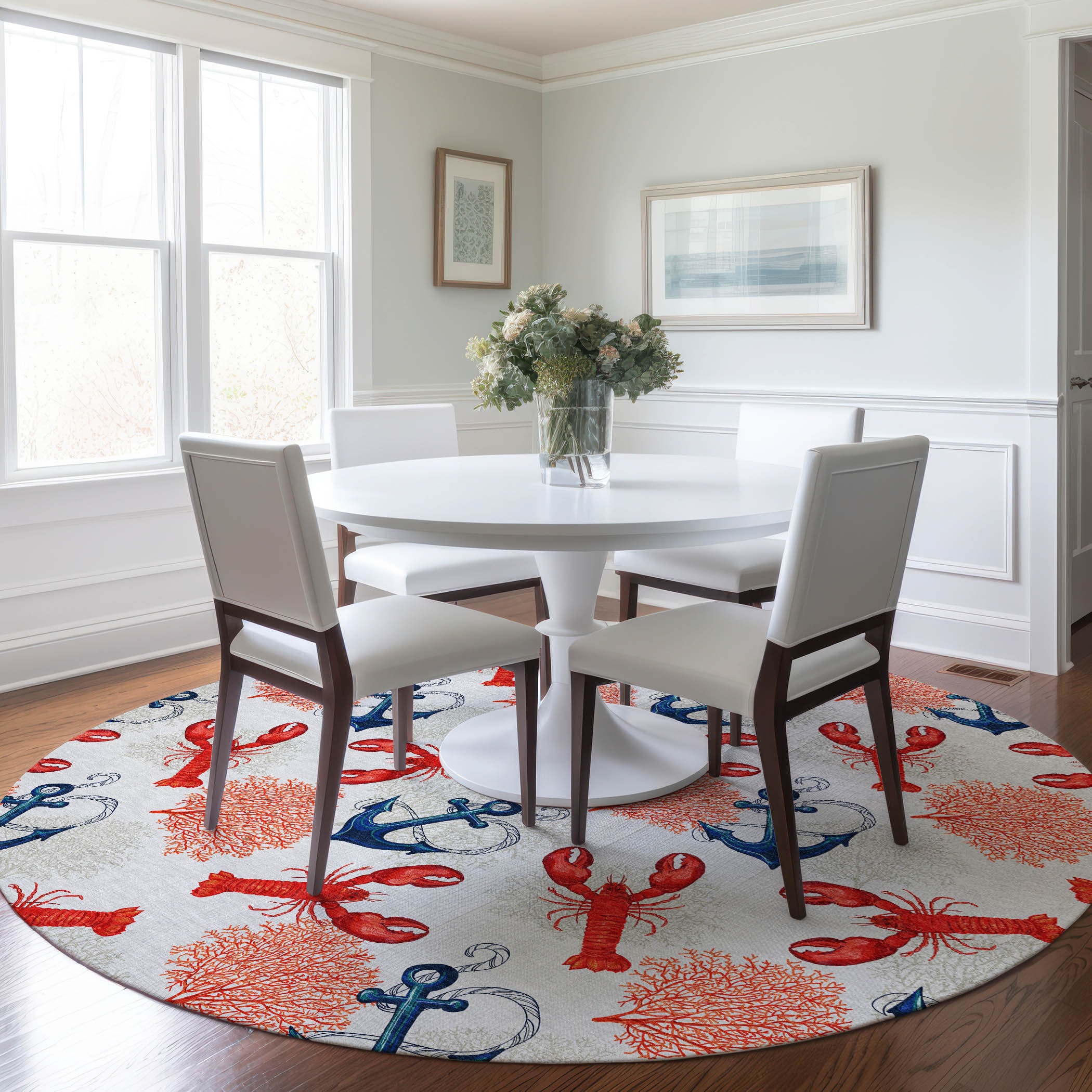 Addison Rugs AMF149IV8RO Mayfield AMF149IV 8 x 8 (ft) Loomed Polyester Ivory Round Indoor Geometric Machine washable Area rug