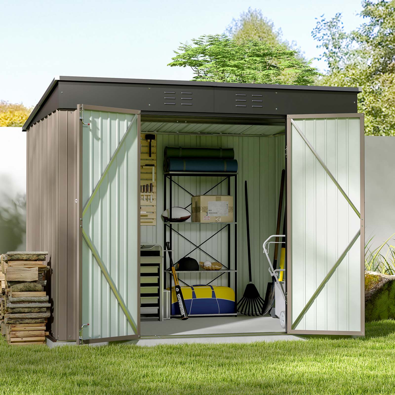 Patiowell 8-ft x 6-ft Galvanized Steel Storage Shed in the Metal ...