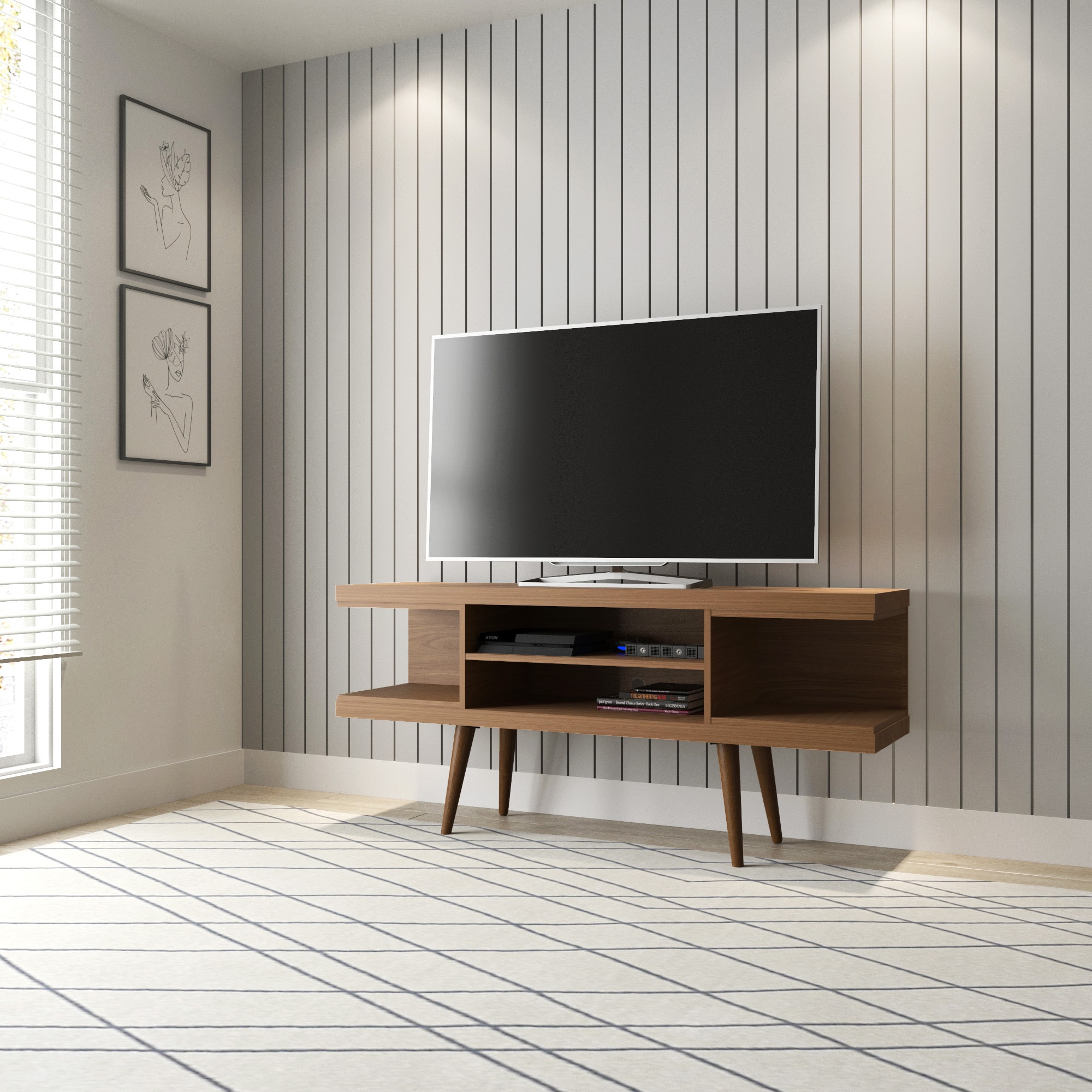 Manhattan Comfort 19655 Modern/Contemporary Maple Cream TV stand ( Accommodates TVs up to 50-in )