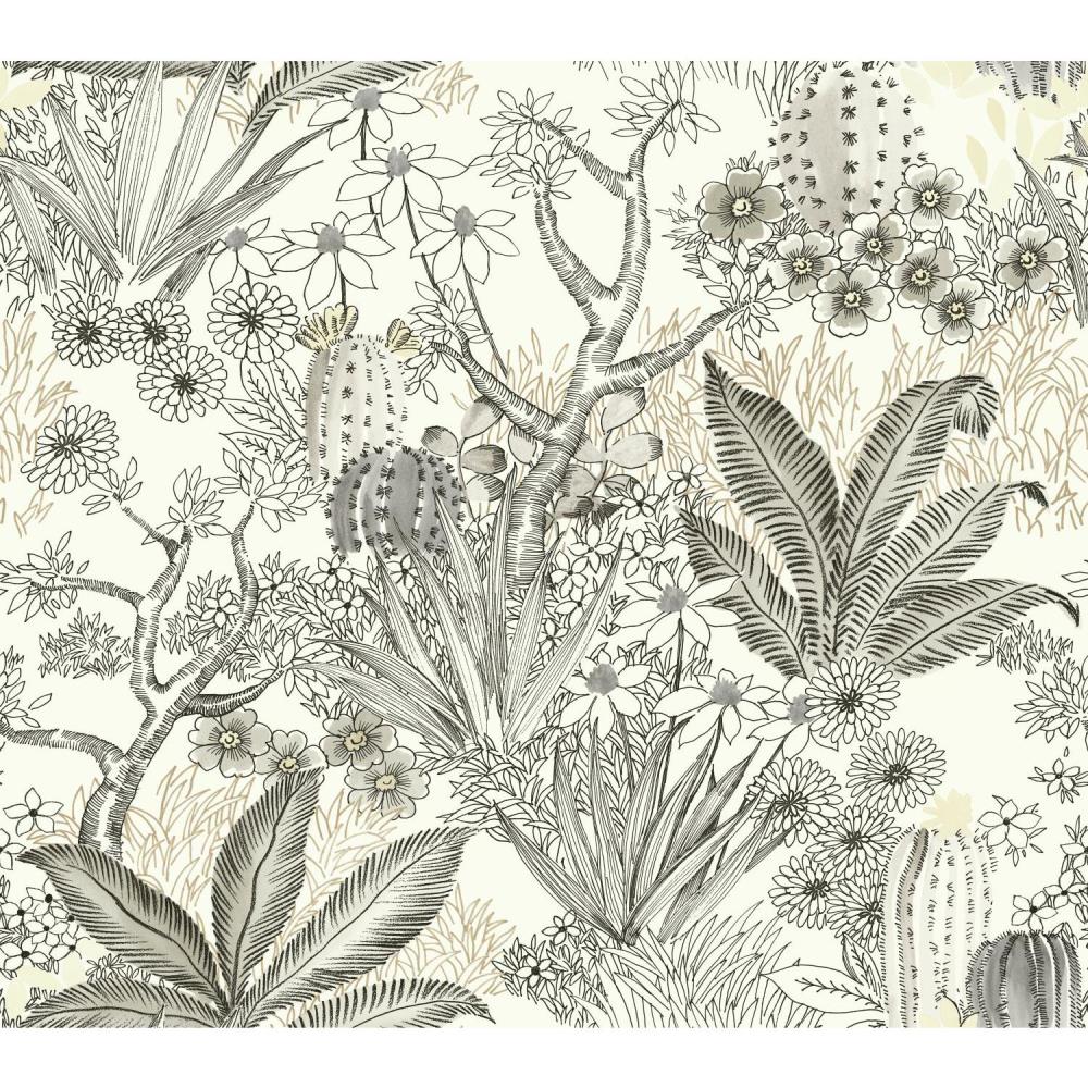 York Wallcoverings ON1614 Outdoors In 60.75-Sq. Feet Gold Paper Floral Prepasted Soak and Hang Wallpaper