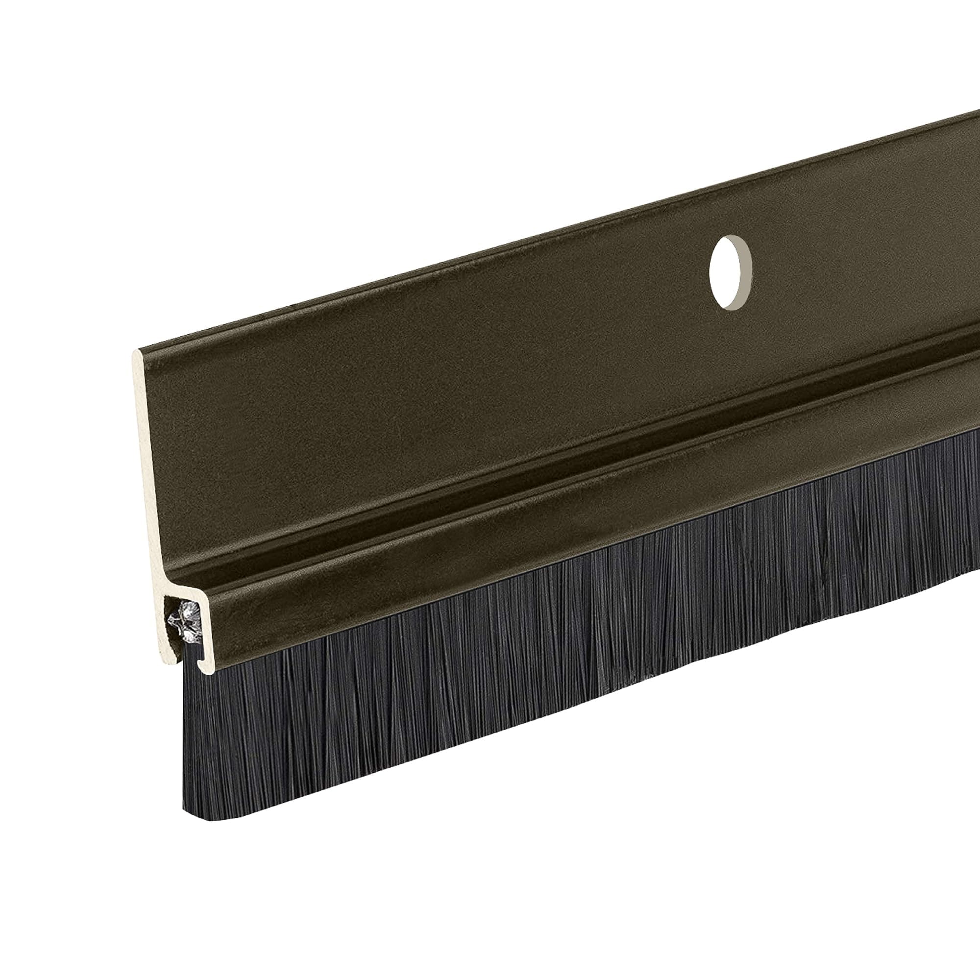 Randall Manufacturing Co., Inc Aluminum Door Sweep with Black Brush 36 in 3/4 Inch Brush Fills Gaps Up to 1 in Brown Trim
