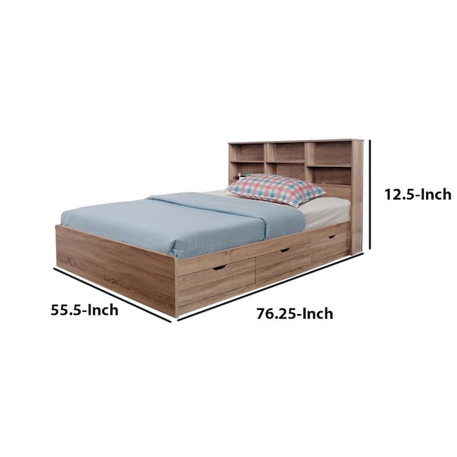 Benzara Brown Full Trundle Bed With, Westlake Platform Bed Twin Mattress