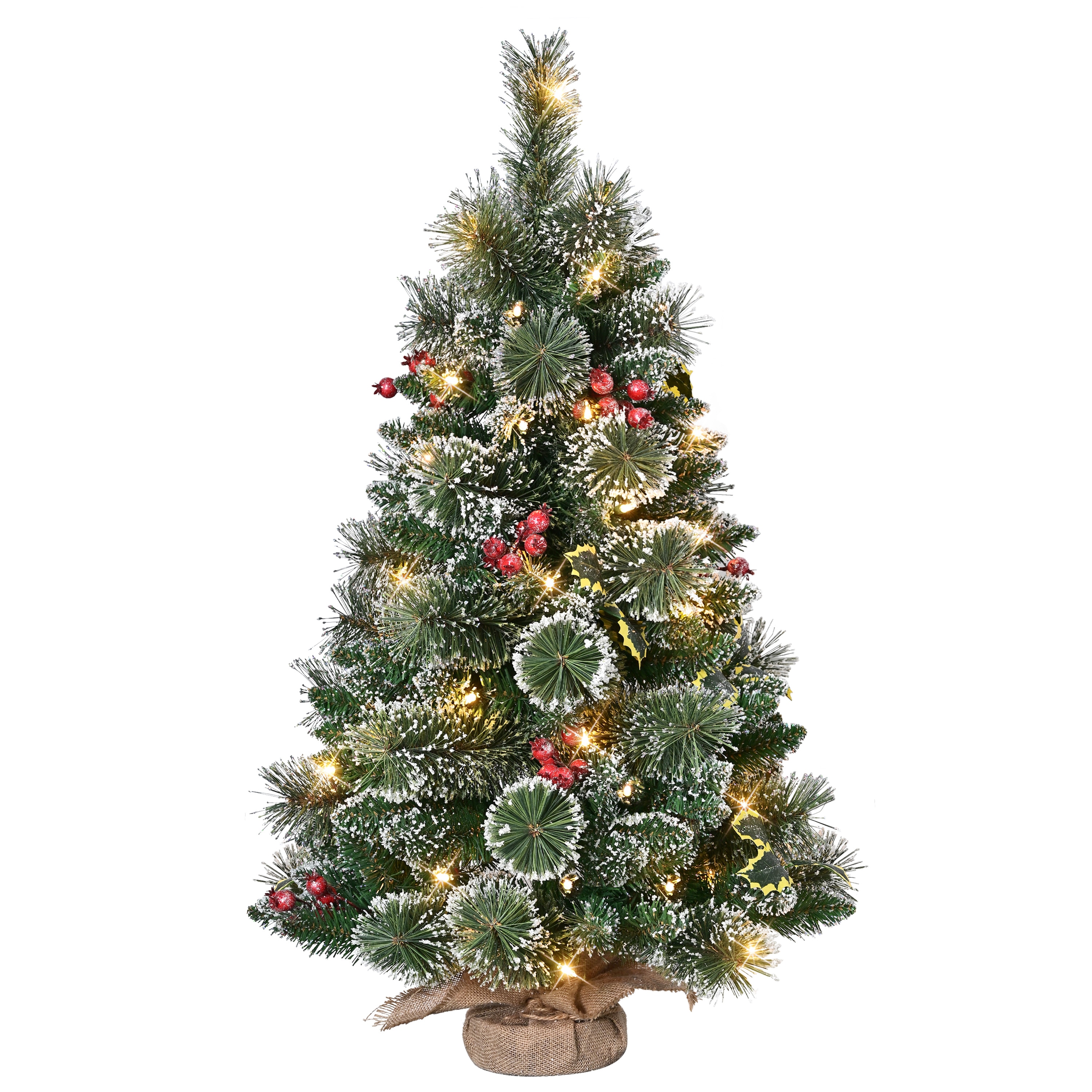 Puleo International 3-ft Silverton snowy Pre-lit Flocked Artificial Christmas Tree with Clear Incandescent Lights