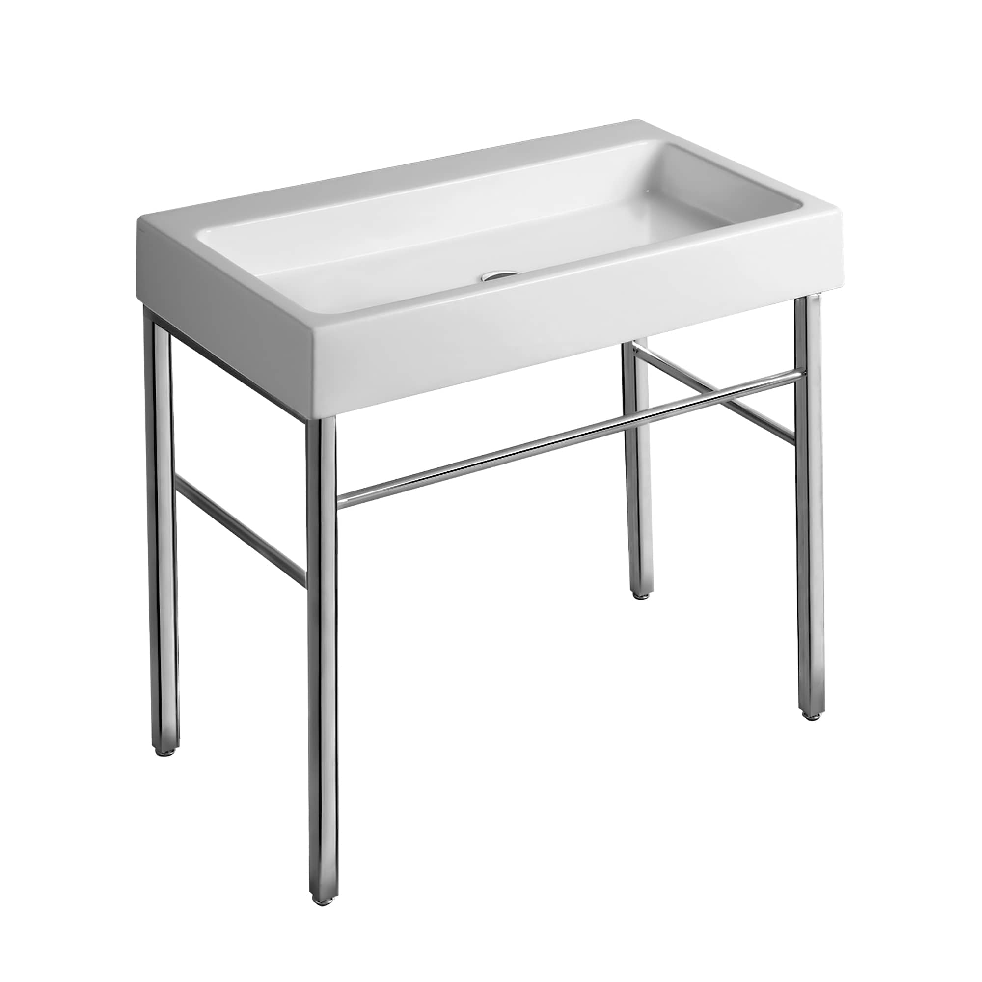 Whitehaus Collection B-U90-DUCG1-A09 Britannia Large Rectangular Sink Console with Front towel Bar and No Hole Drill