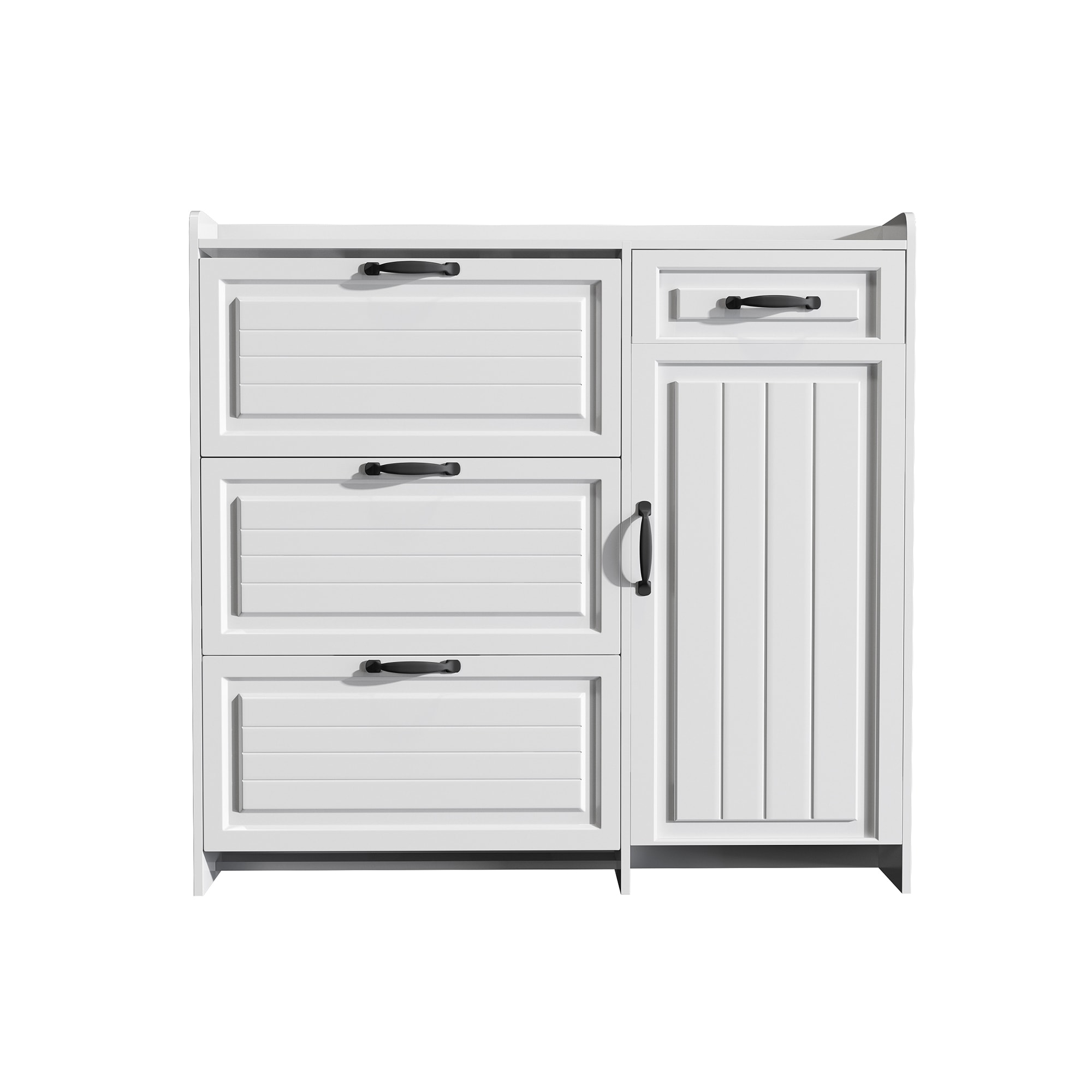 SINOFURN SYC080013WT 49.2-in H 3 Tier 30 pair White MDF Shoe cabinet