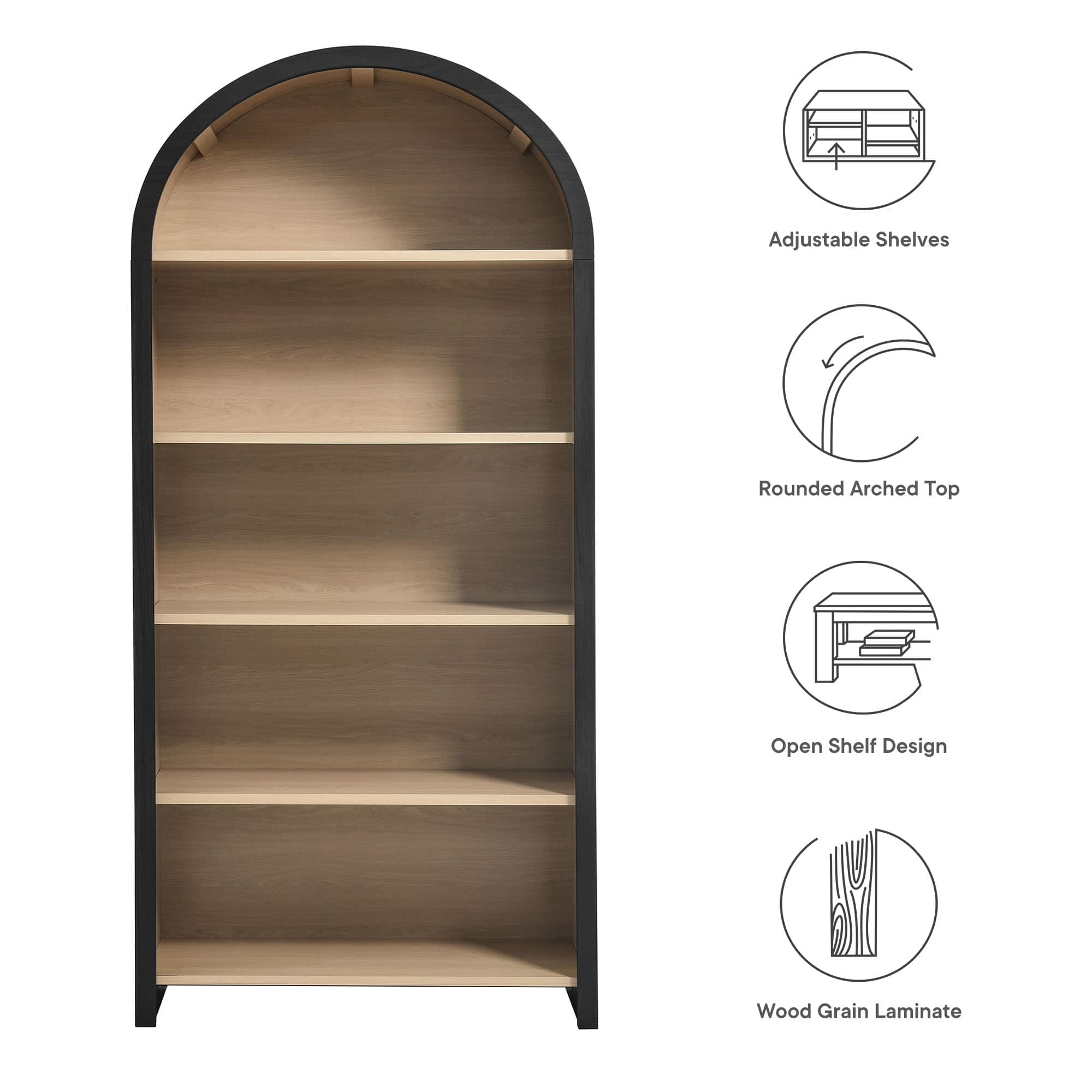 Modway EEI-7202-BLK-OAK bookcases - View #2