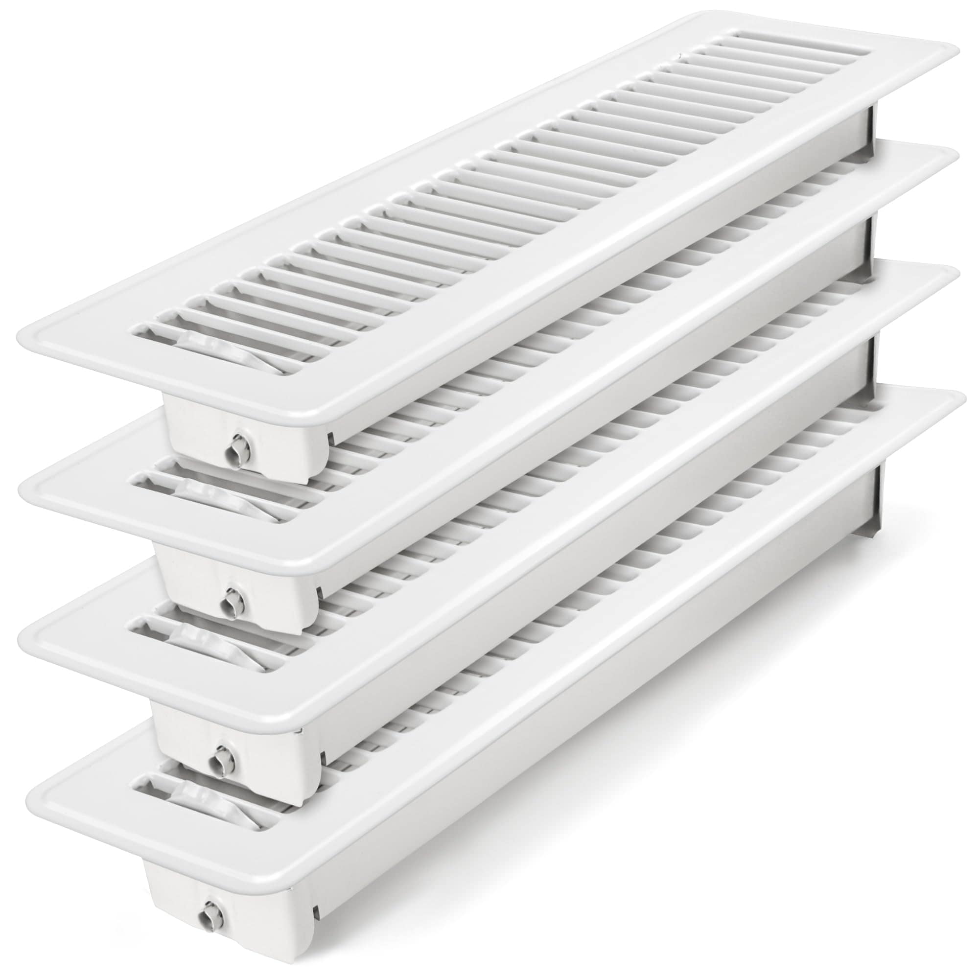 Lukvuzo  Floor Register Two by Fourteen Heavy Duty Walkable Vent Covers Steel Rust Resistant with Adjustable Lever White durable home and garden