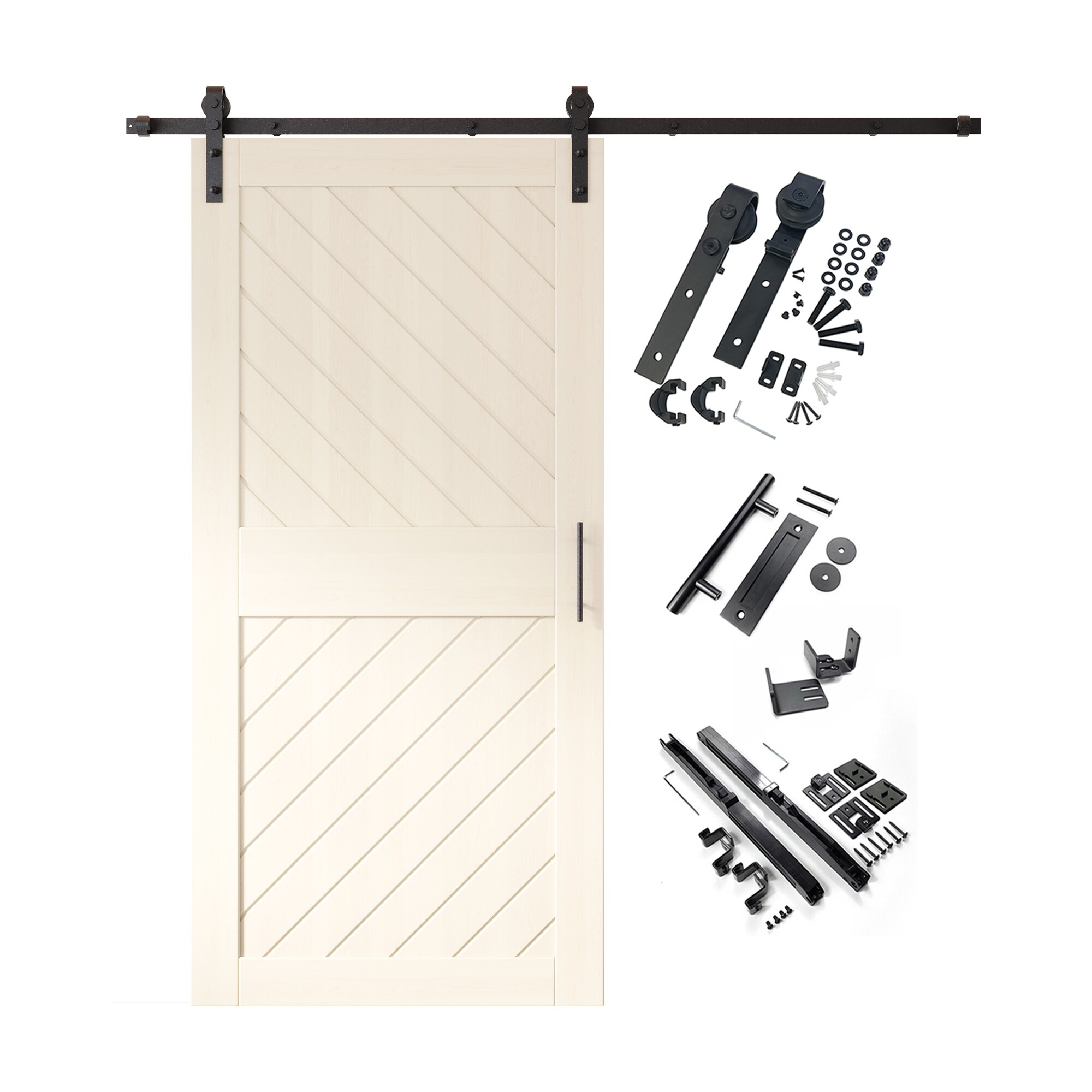 HOMACER YT1H084C-XT4-4084-TG 40-in x 84-in Tinsmith Gray Prefinished Non-standard Pine Wood Solid core Single Barn Door (Hardware Included)