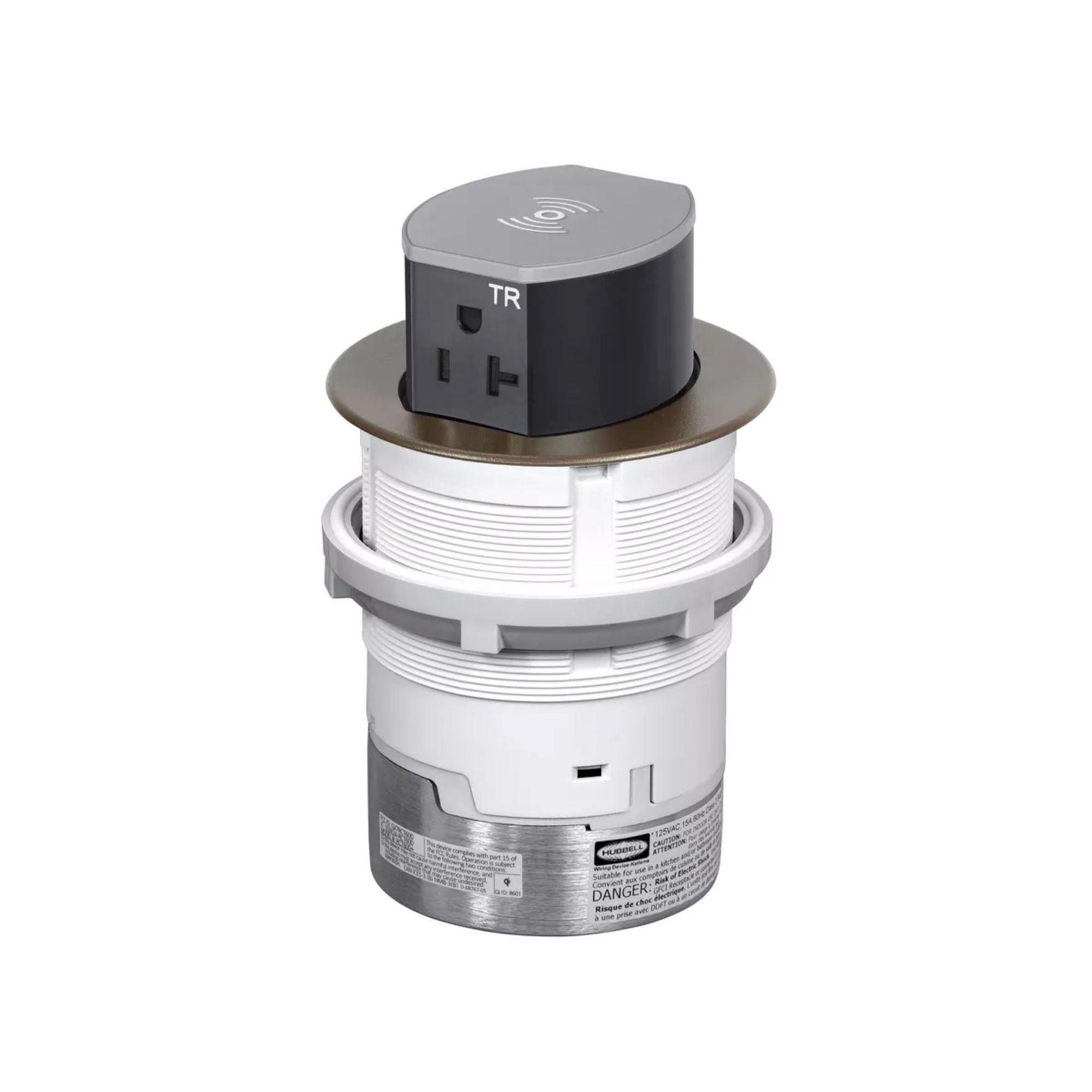 Hubbell RCT620BZE Bryant 20A Tri-Power Pop Up Counter Receptacle 20 -Amp 125-volt Tamper Resistant Recessed Pop-Out Residential/Commercial Duplex Outlet Type A/C , Bronze