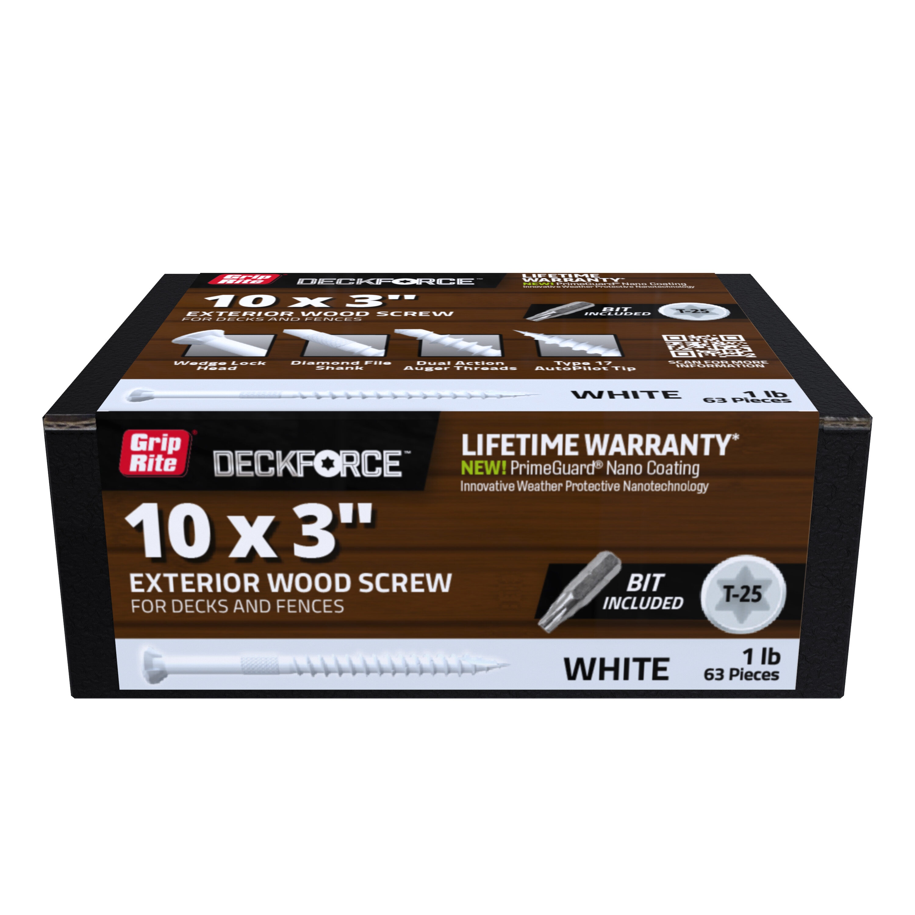 DeckForce by Grip Rite GRDF3STWH1 #10 x 3-in Wood to wood Deck Screws ( 63 -Per Box )