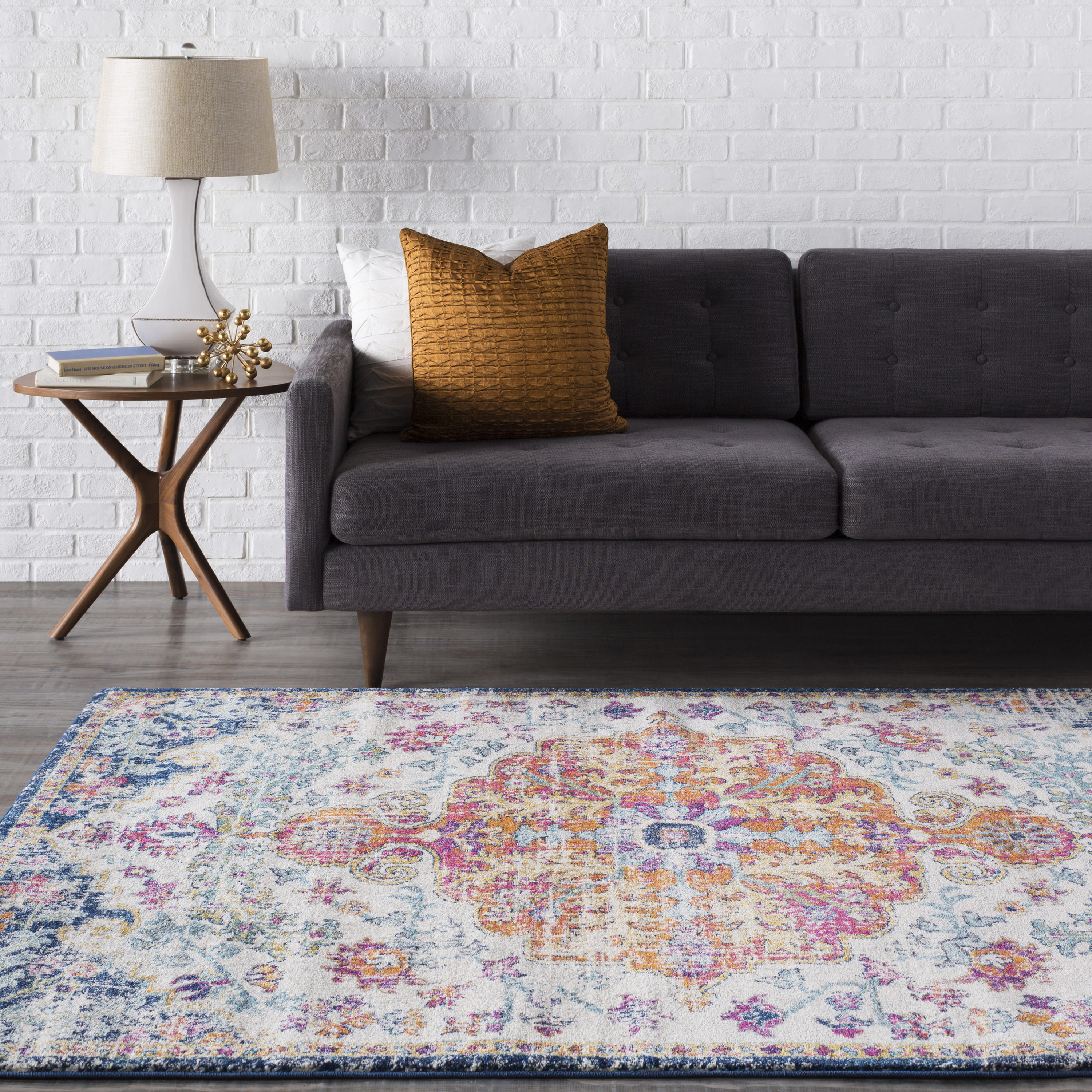 Livabliss HAP1000-35 Harput 3 x 5 (ft) Polypropylene Orange/Navy Rectangular Indoor Medallion Oriental Area rug