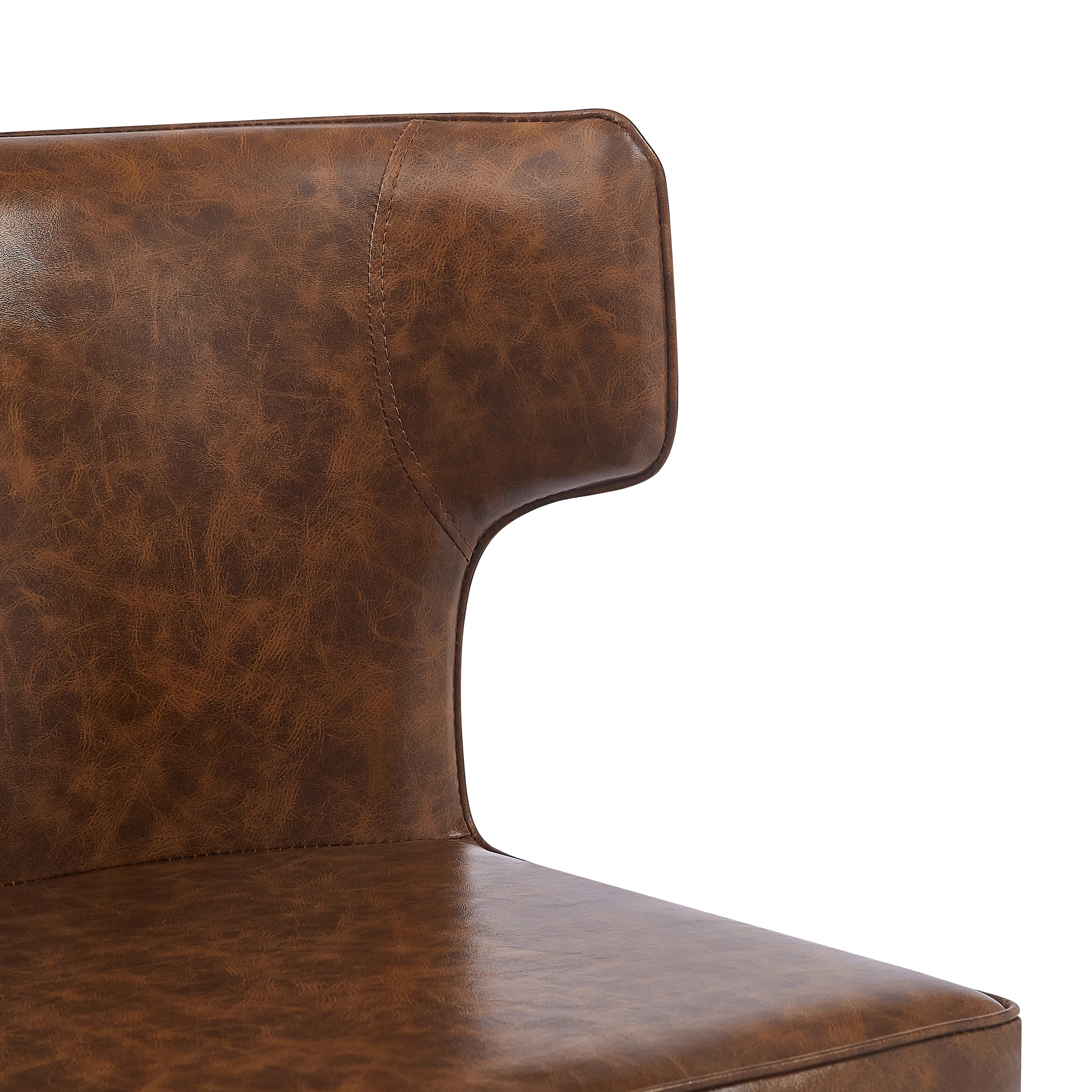 Norsans 28" Brown Faux Leather Iron Frame Counter Stool with Footrest