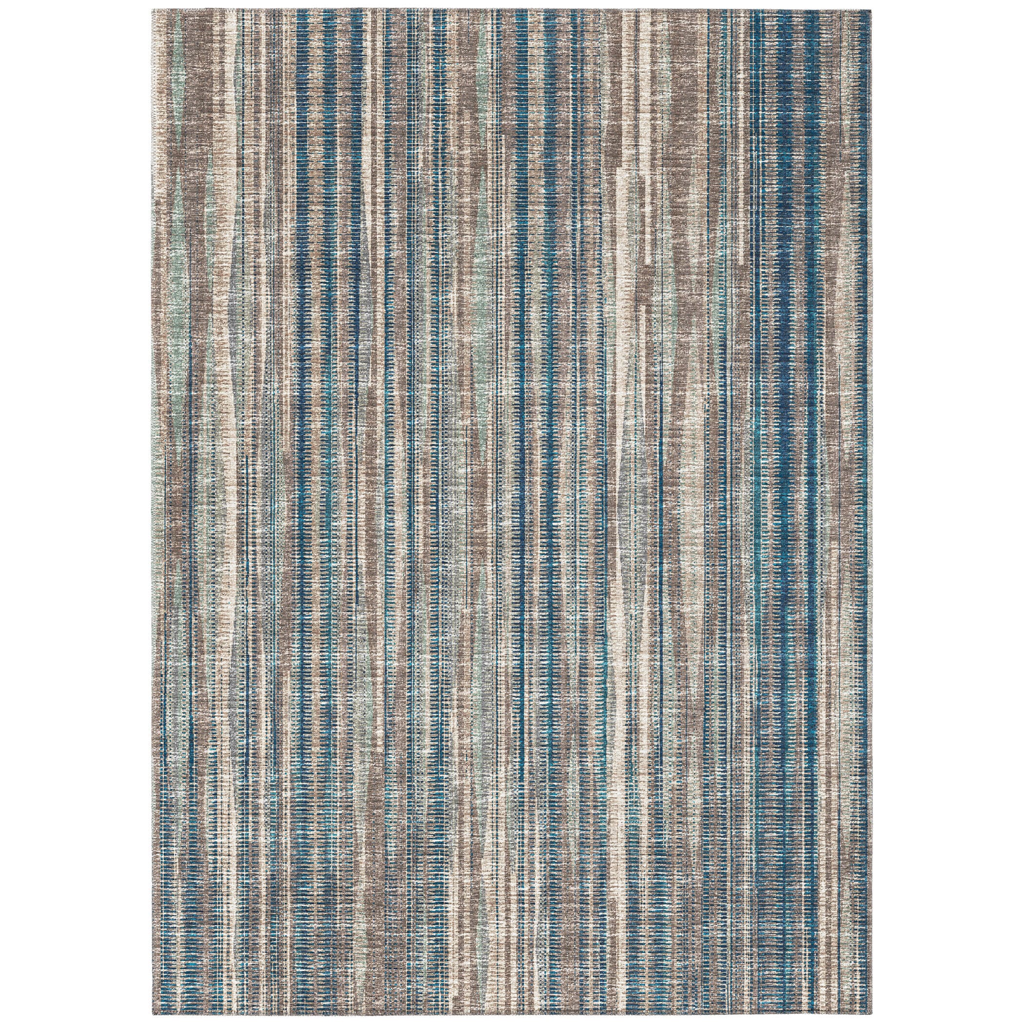Earth Tone Striped 3' x 5' Machine Washable Rug
