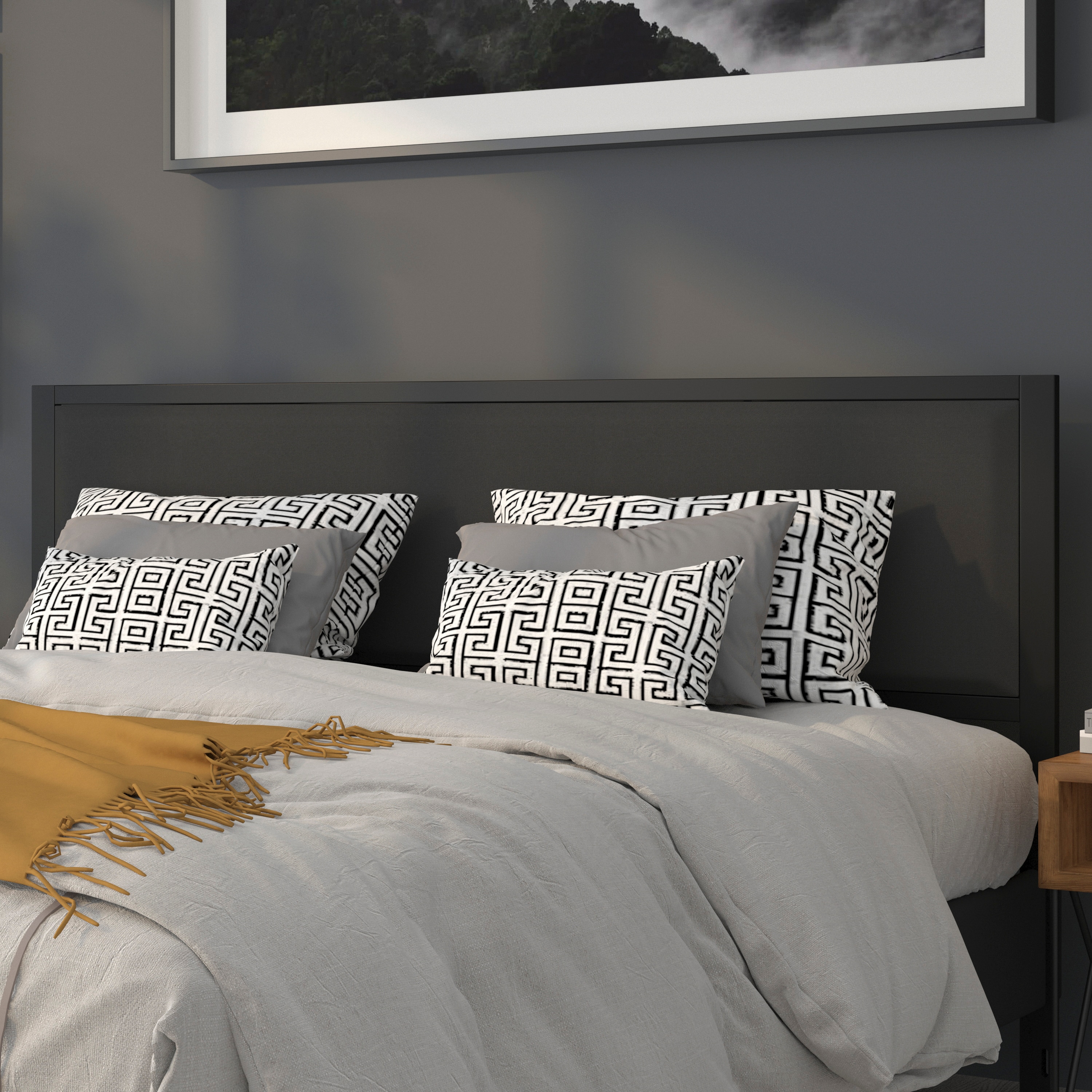 Flash Furniture 889142945963 Melbourne Black King Polyester Upholstered Headboard