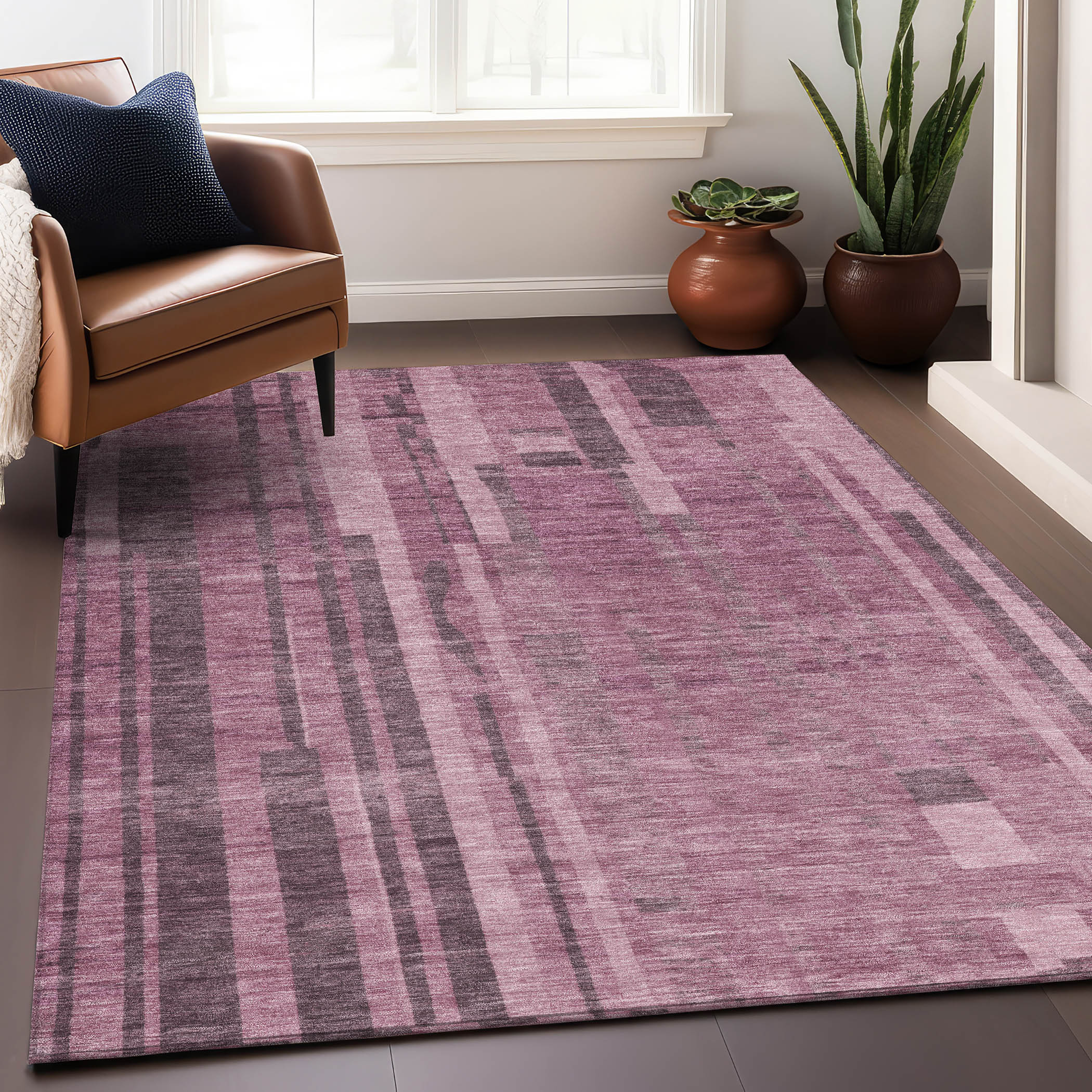 Addison Rugs ACN1063BL3X5 Chantille ACN1063BL 3 x 5 (ft) Polyester Blush Rectangular Indoor/Outdoor Geometric Machine washable Area rug