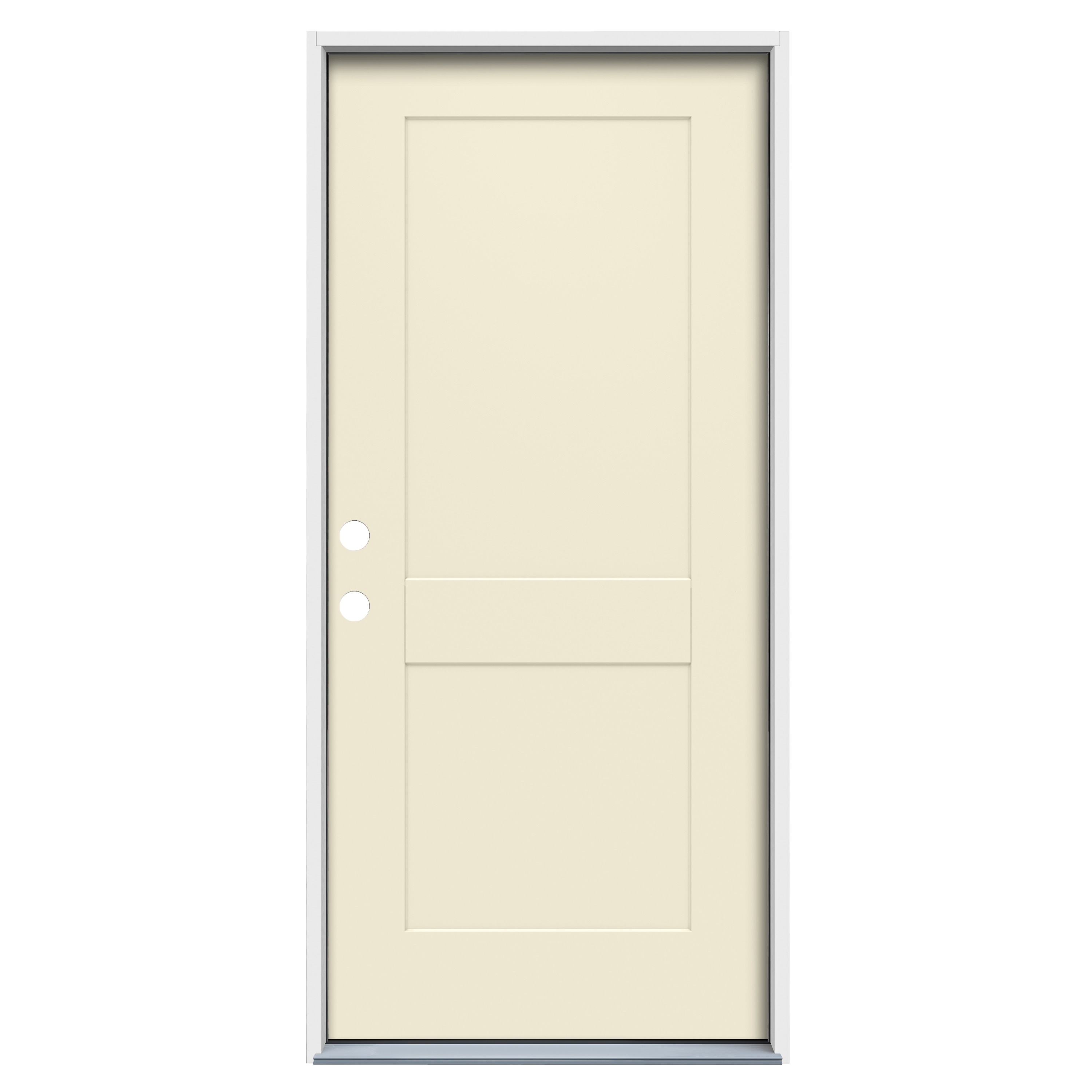 American Building Supply 32-in x 80-in Steel Right-Hand Inswing Bisque Paint Painted Prehung Single Front Door Insulating Core in Off-White -  LO1049624