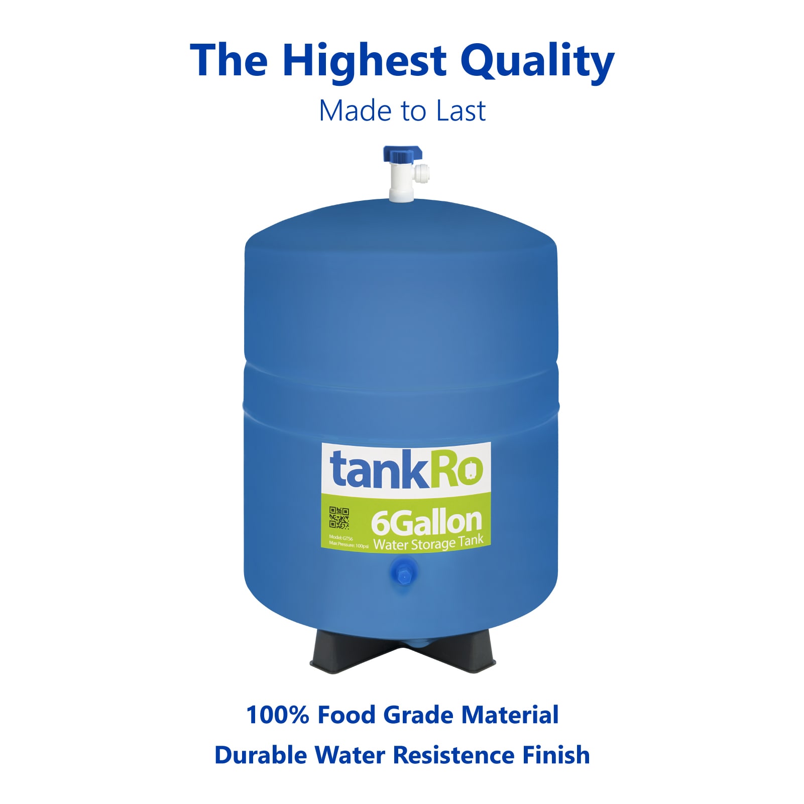 tankRO, RO Water Filtration System Expansion Tank, 2 Gallon Water Tank, Compact Reverse Osmosis Water Storage Pressure Tank with Free 1/4 Tank Ball