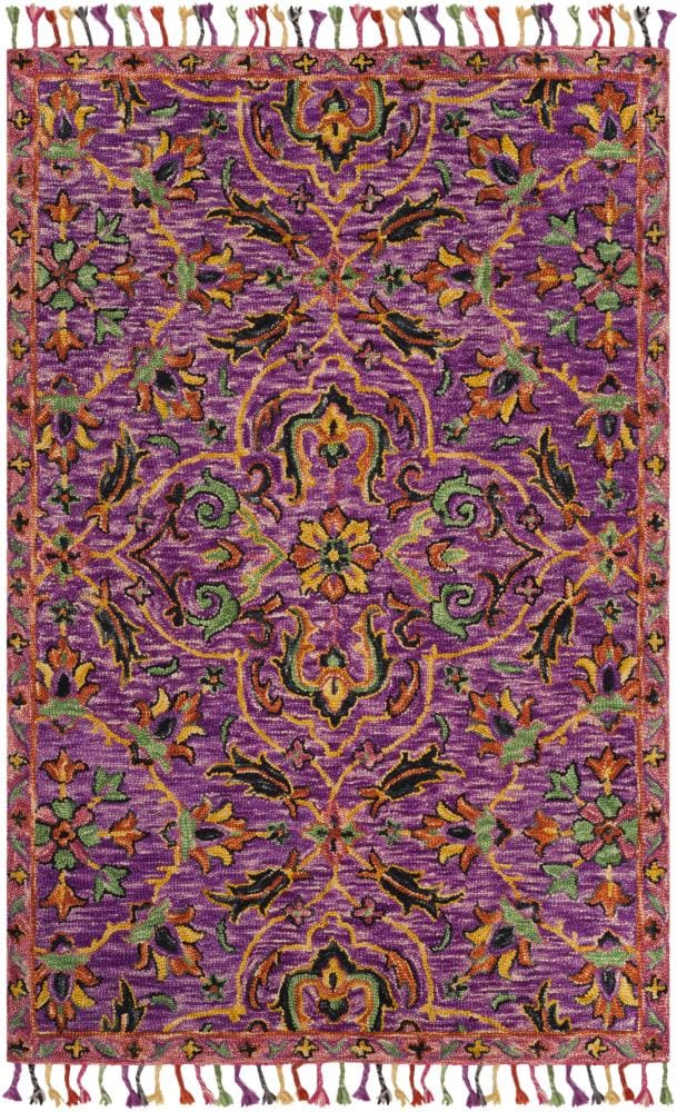 Safavieh BLM451A-5 Blossom Penelope 5 x 8 (ft) Tufted Wool Purple/Multi Rectangular Indoor Floral/Botanical Area rug