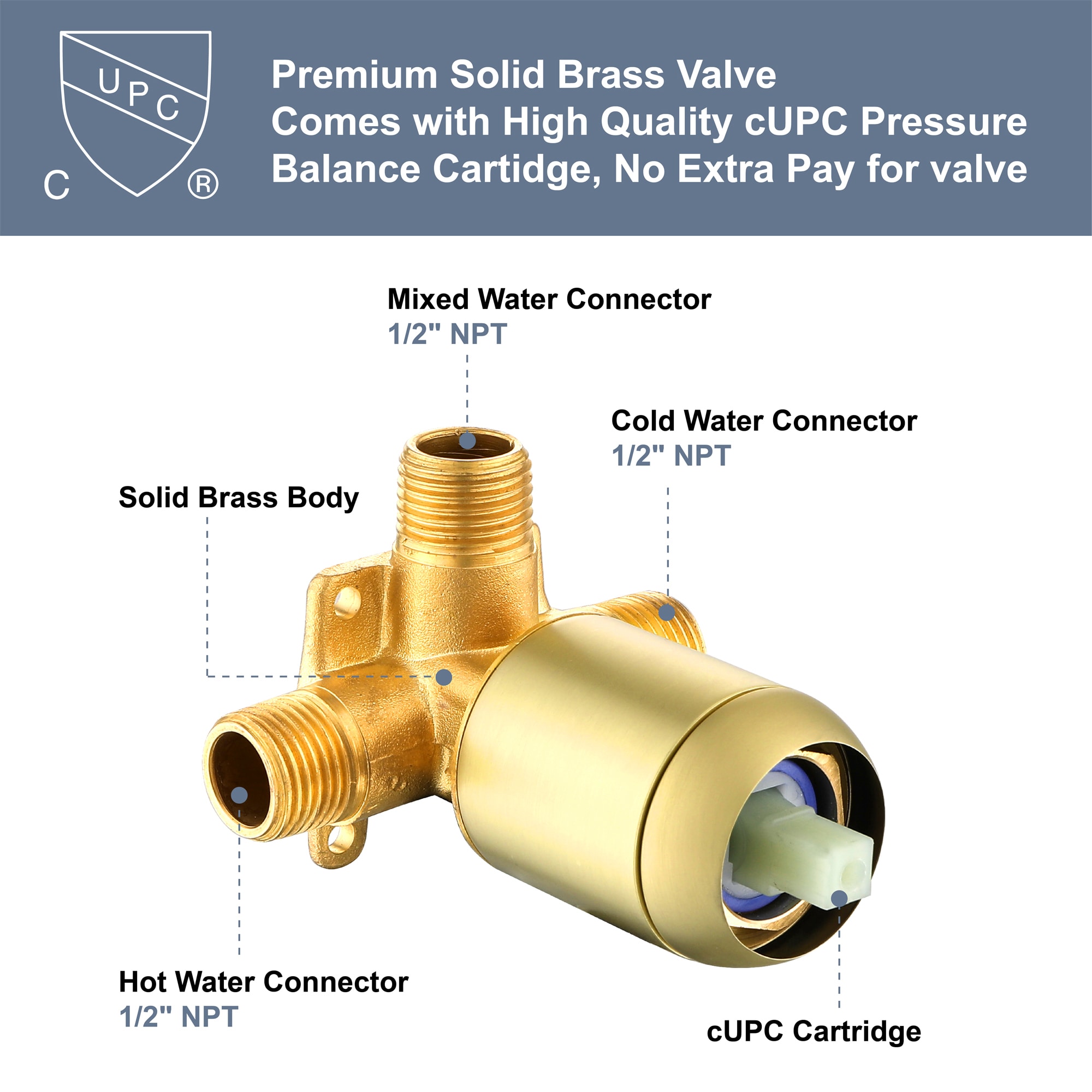 WELLFOR SMG-2415BG Roman-Tub-Faucets - View #7