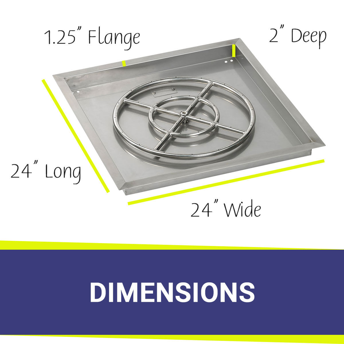 American Fire Glass SS-SQP-24-ASBL Commercial-Fire-Rings - View #2