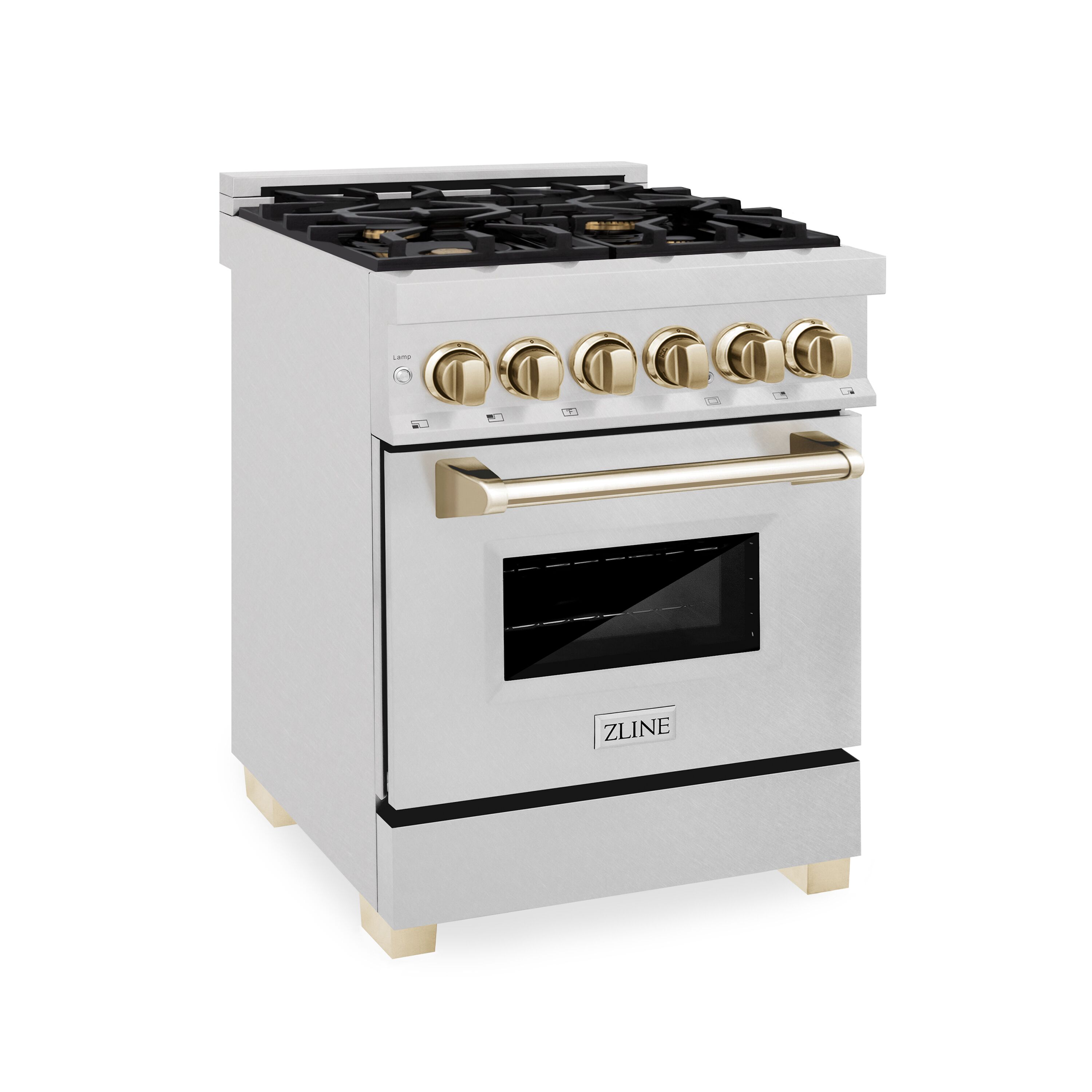 ZLINE KITCHEN & BATH RASZ-SN-24-G Professional 24-in Deep Recessed 4 Burners Convection Oven Freestanding Dual Fuel Range (Fingerprint Resistant Stainless Steel)