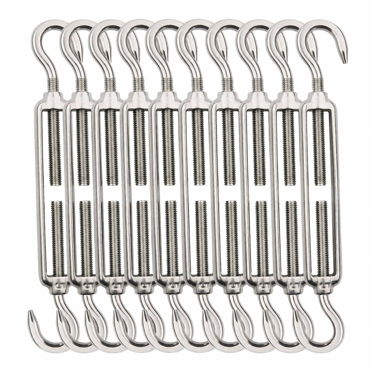 Phyfalip  M5 Turnbuckle Hook and Hook 10 Pack Stainless Steel Wire Tensioner Adjustable Cable Tightener for Garden Trellis Shade Sails and