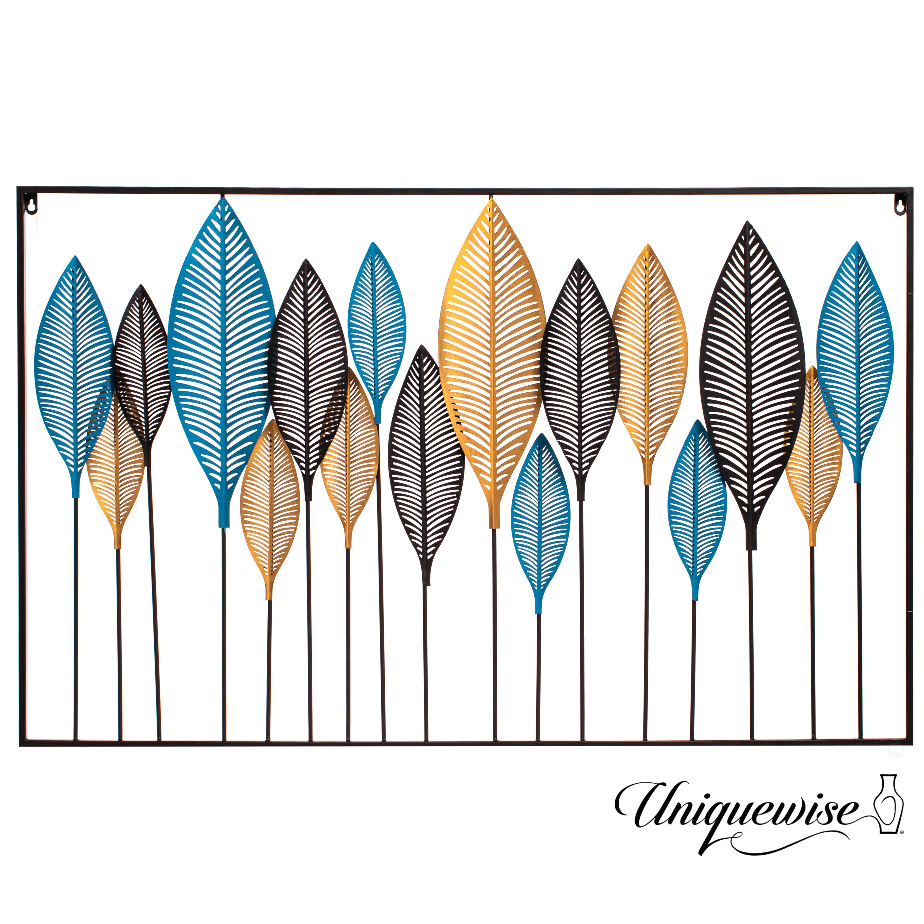 Uniquewise QI004638 48.2-Inches W x 30-Inches H Metal Leaf Artistry Nature Wall accent