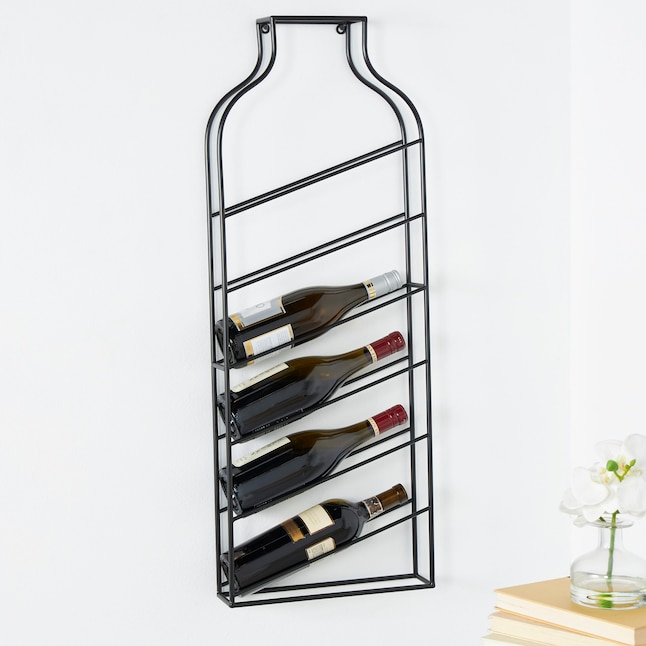 Grayson Lane 6 Bottle Black Iron Wall mounted Wine Rack in the