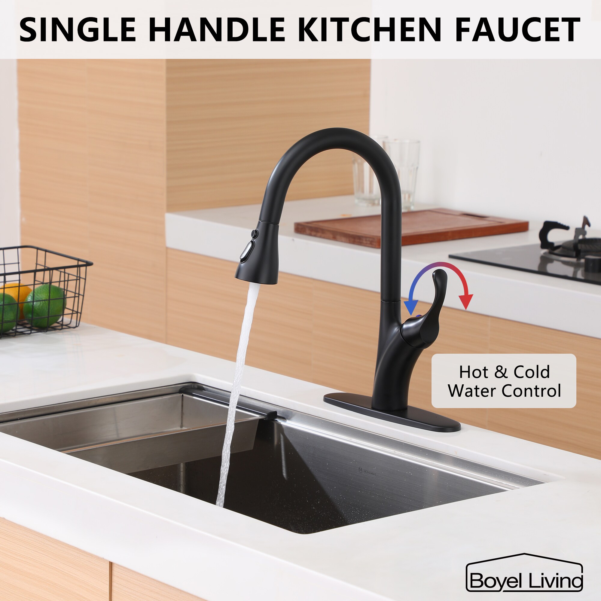 Brushed Gold Single Handle Brass Bathroom Faucet