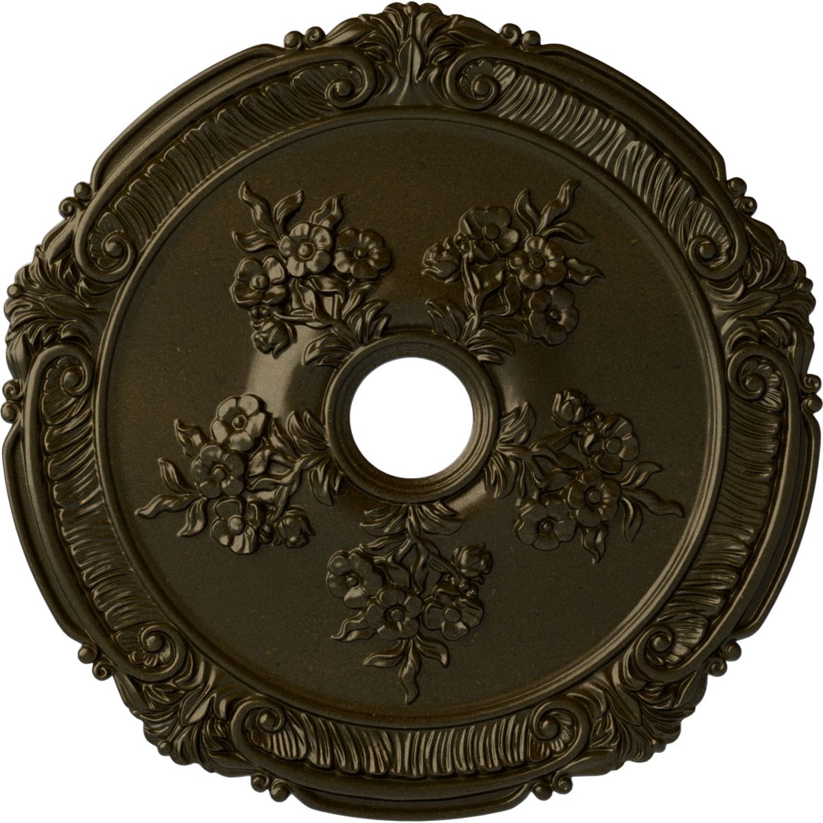 Ekena Millwork CM26ATGGS Attica with Rose 26-in W x 26-in L Painted Green Gold Polyurethane Whole Ceiling Medallion