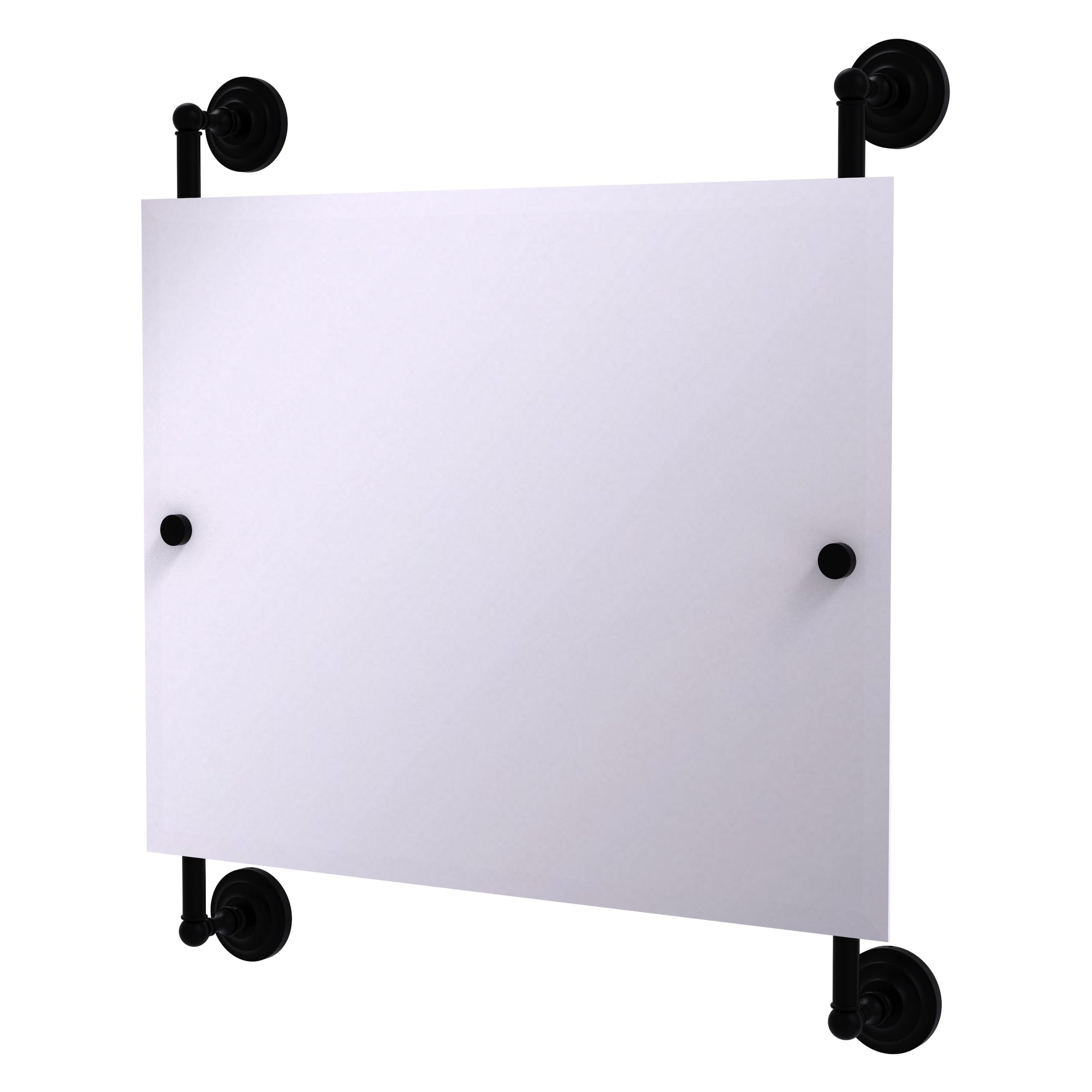 Allied Brass PQN-27-93-BKM Prestige Que New 26-Inches x 29-Inches Beveled Frameless Rectangle Bathroom Vanity Mirror ( Matte Black )