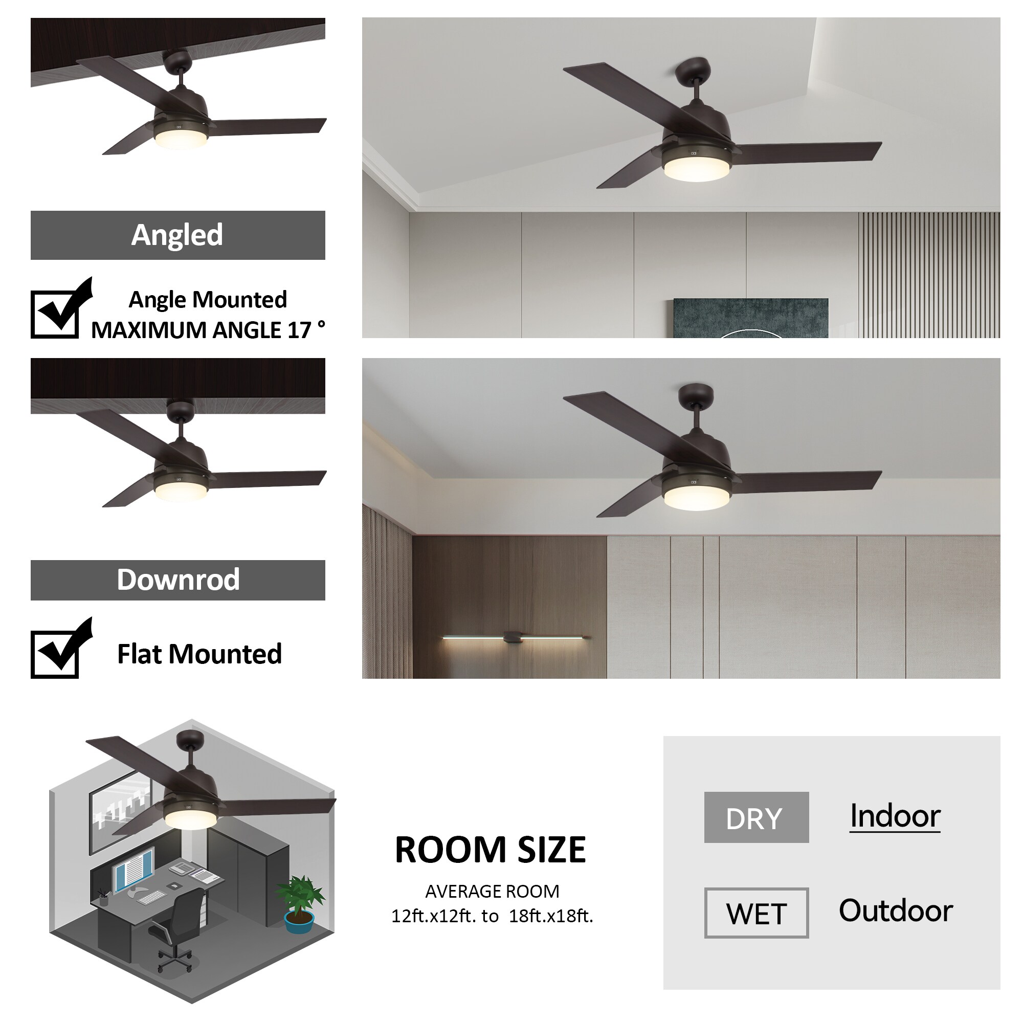 CARRO USA Addison 52-in Bronze with Walnut Blades Indoor Smart Ceiling ...