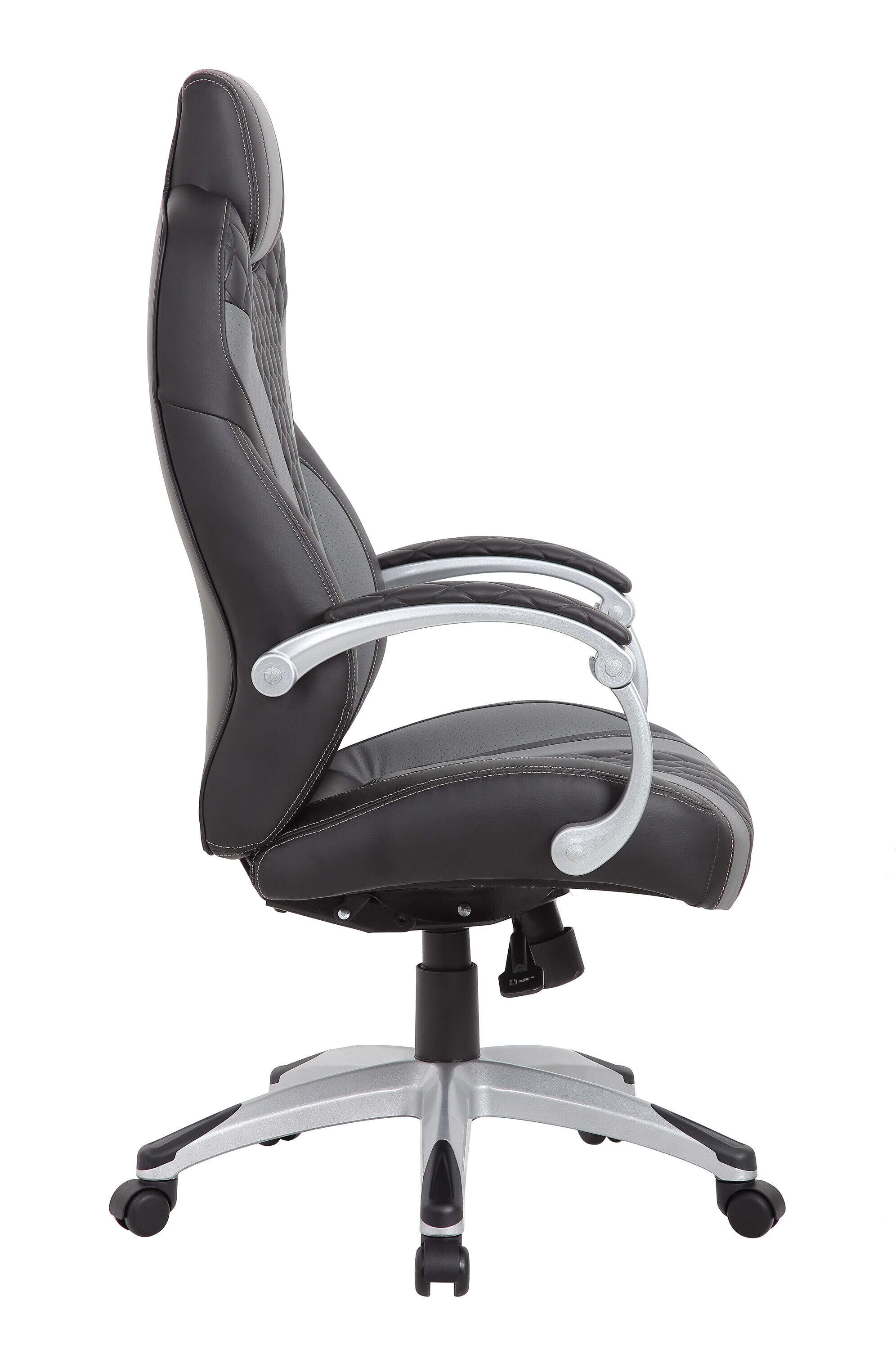 ErgoExecutive High-Back Swivel Chair in Black and Gray Leather