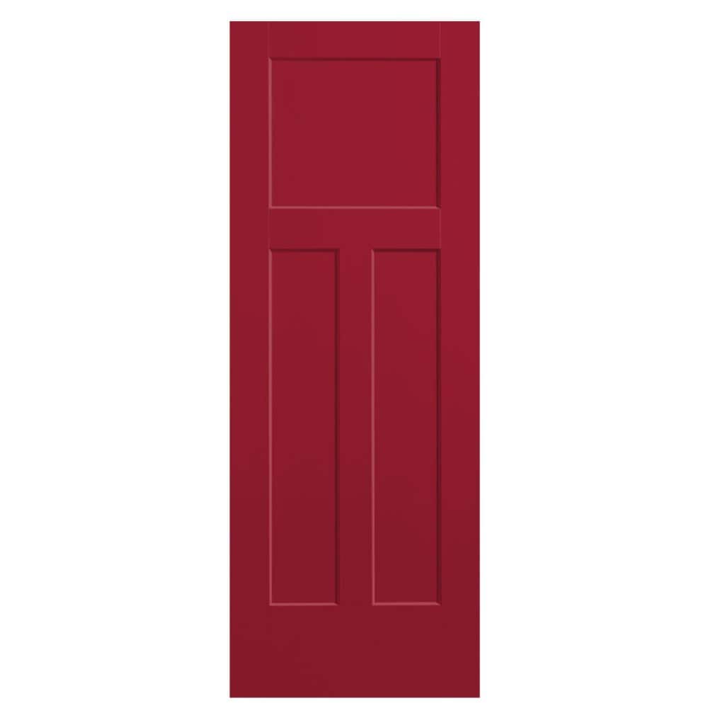Masonite 883110 Winslow 30-in x 80-in Barn Red 3-panel craftsman Smooth Solid core Prefinished Molded composite Slab Door