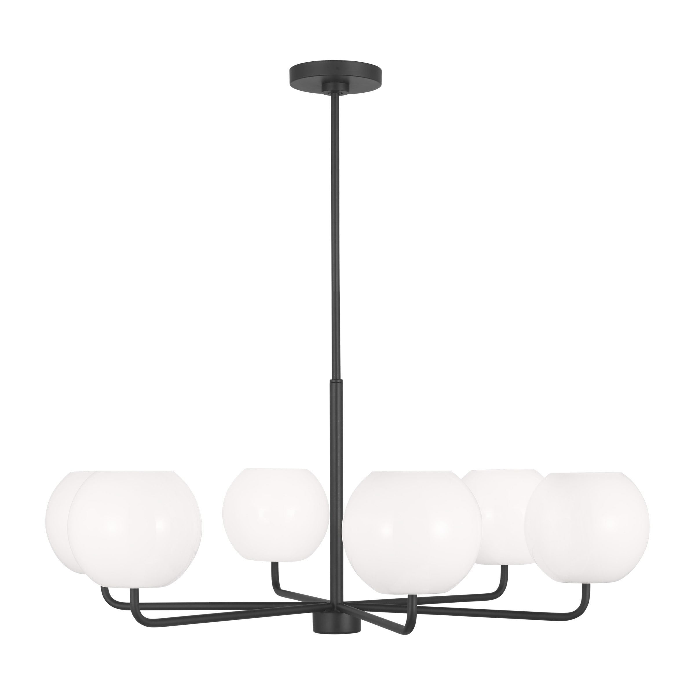 Jorund Matte Black 6-Light Steel Chandelier with Frosted Glass Shades