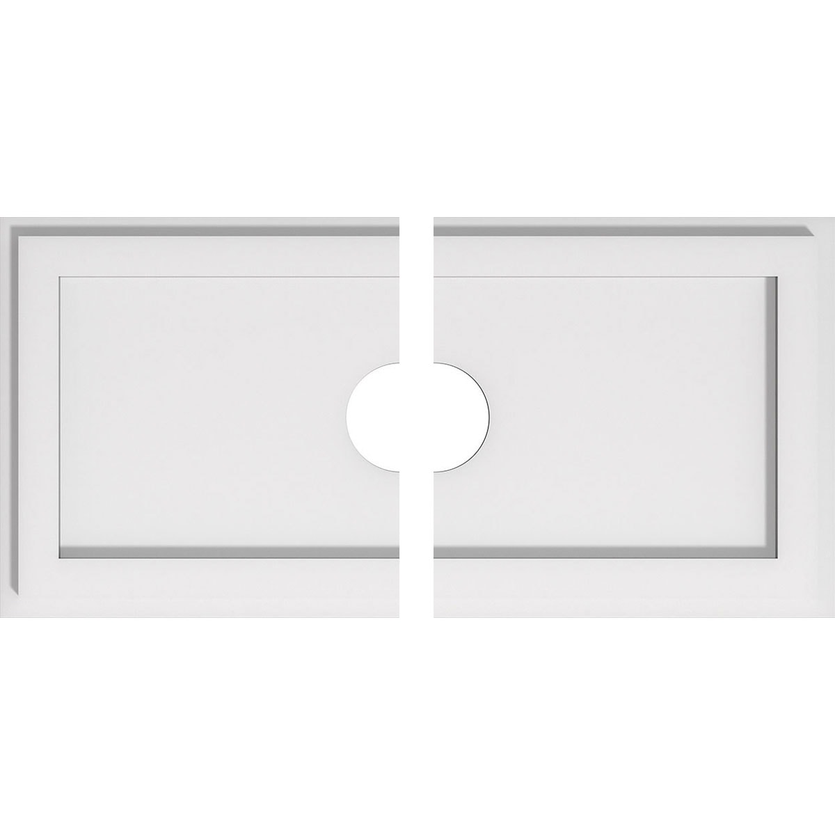 Ekena Millwork CMP22X11RE2-03000 Rectangle 22-in W x 11-in L Contemporary PVC Split Ceiling Medallion