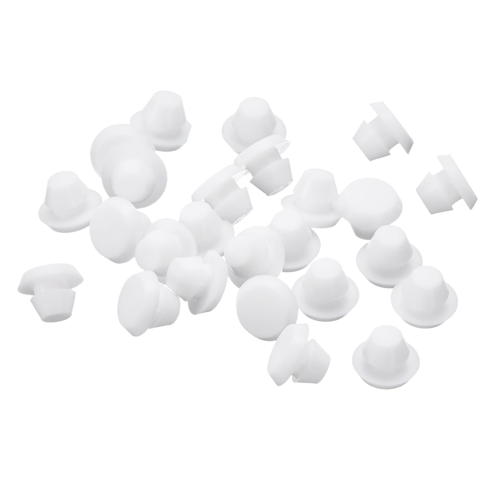 Unique Bargains 25pcs Silicone Plugs Rubber Round Snap in Locking Hole Plugs for 5-5.5mm Hole Hole Stoppers Waterproof Hole Plug for Metal Tube Furniture End Caps Inserts White