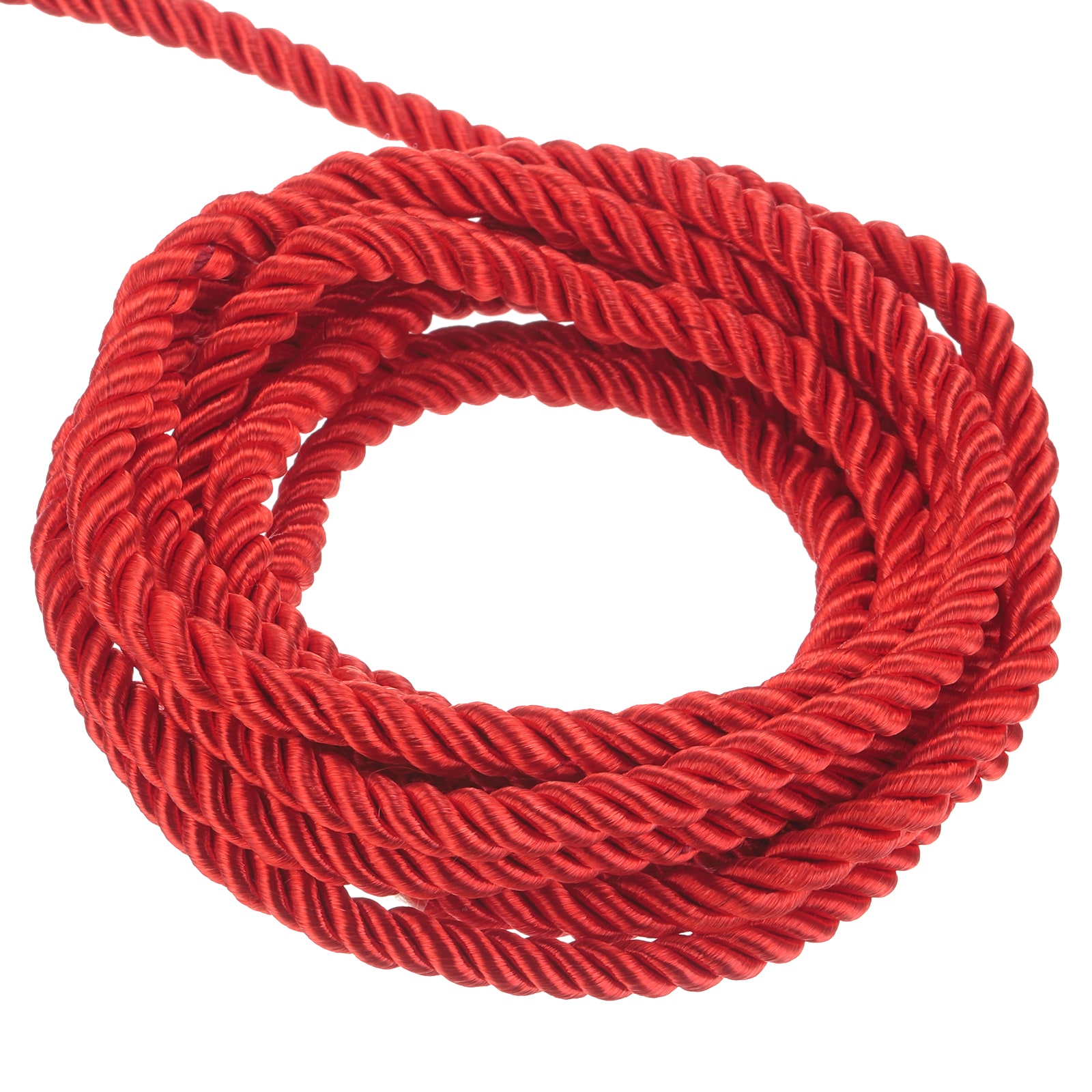 Unique Bargains Twisted Cord Trim 11 Yard 5mm 3-Ply Twine Braided Rope Shiny Thread String for Craft Gift Bag Curtain Christmas Decor Red - 10m