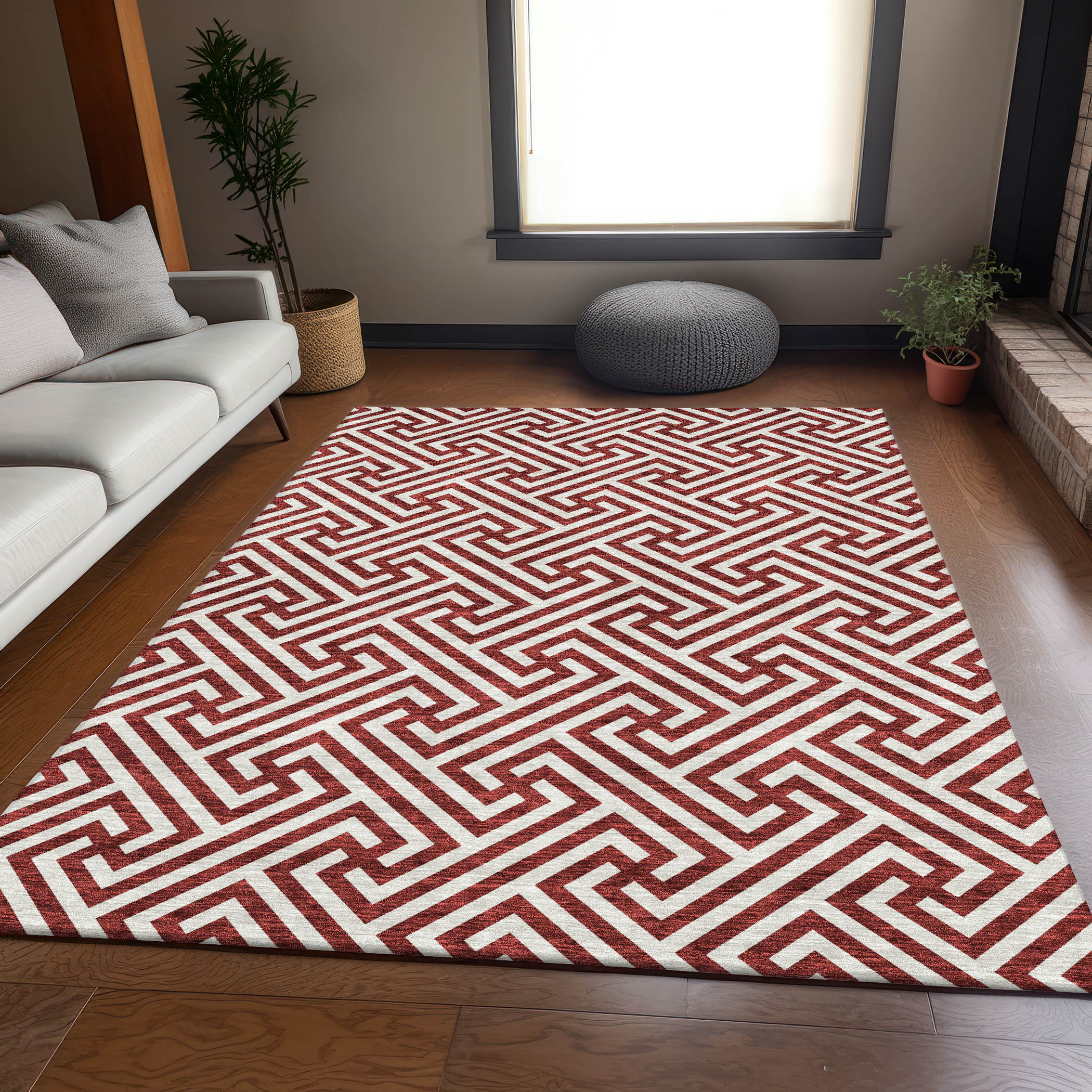 Addison Rugs ACN731MM5X8 Chantille ACN731MM 5 x 7 (ft) Polyester Merlot Rectangular Indoor/Outdoor Geometric Machine washable Area rug
