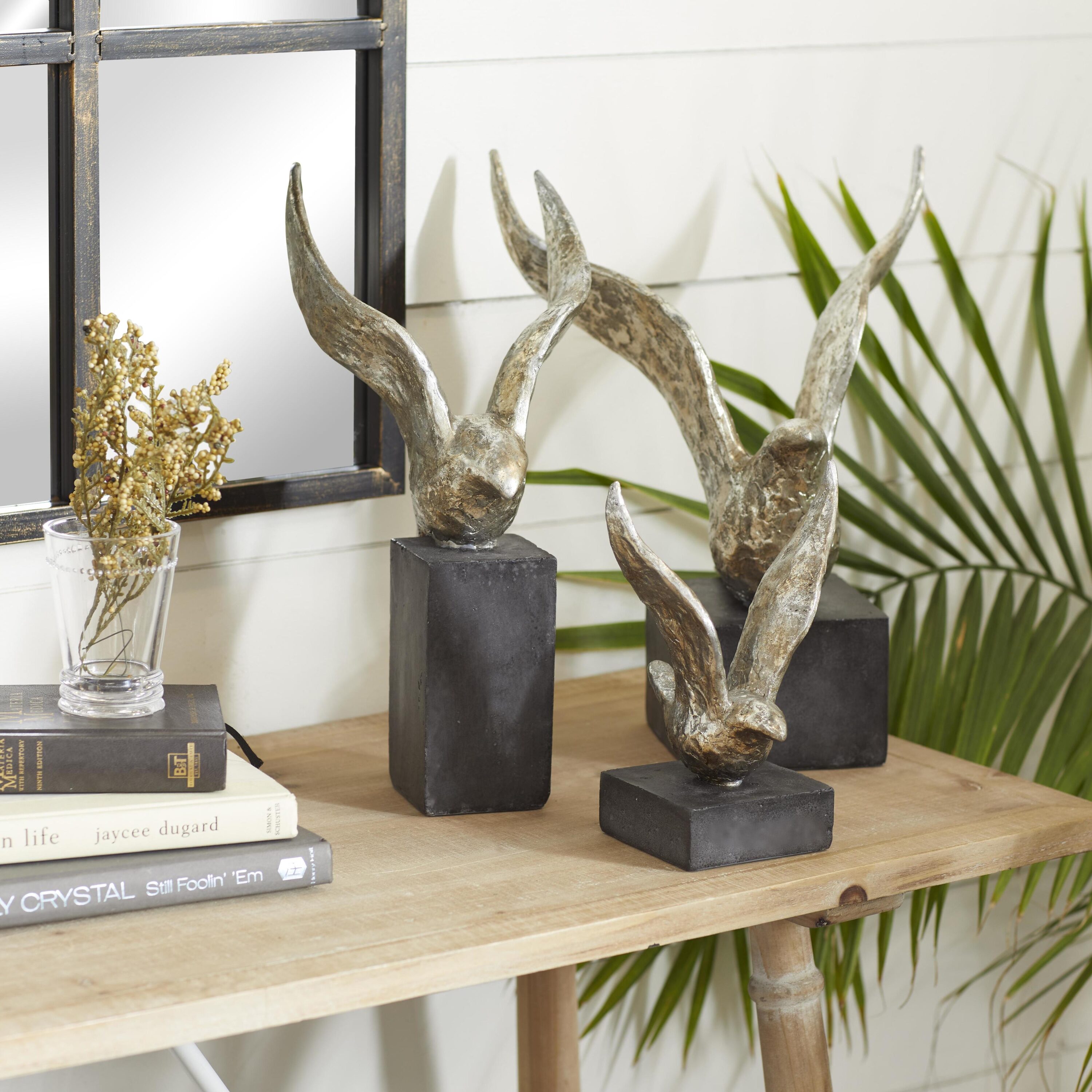 Grayson Lane 94141 3 -Pack Silver Stone Modern Sculpture