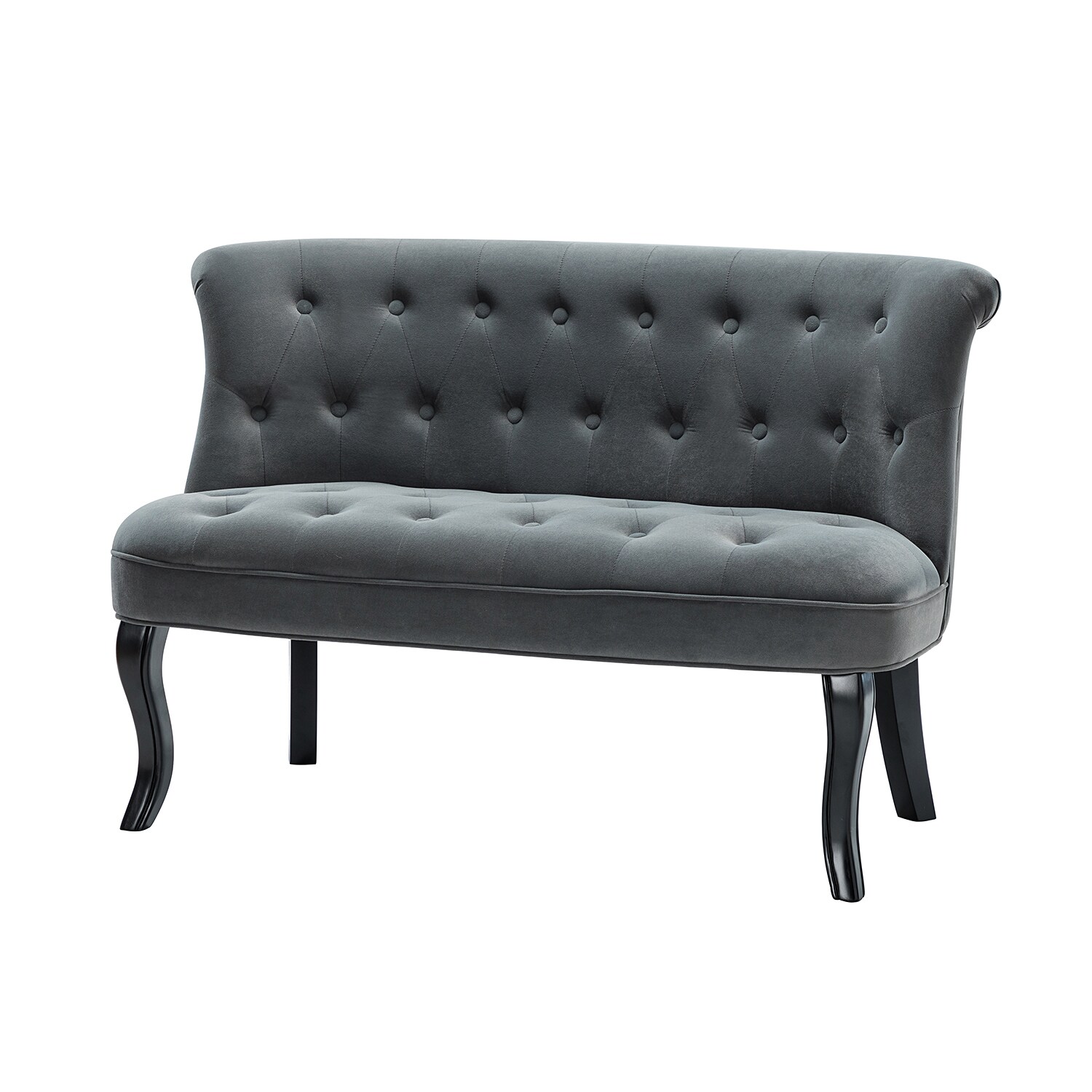 14 Karat Home SFS0422-GREY 47.7-in Farmhouse GREY Velvet Loveseat