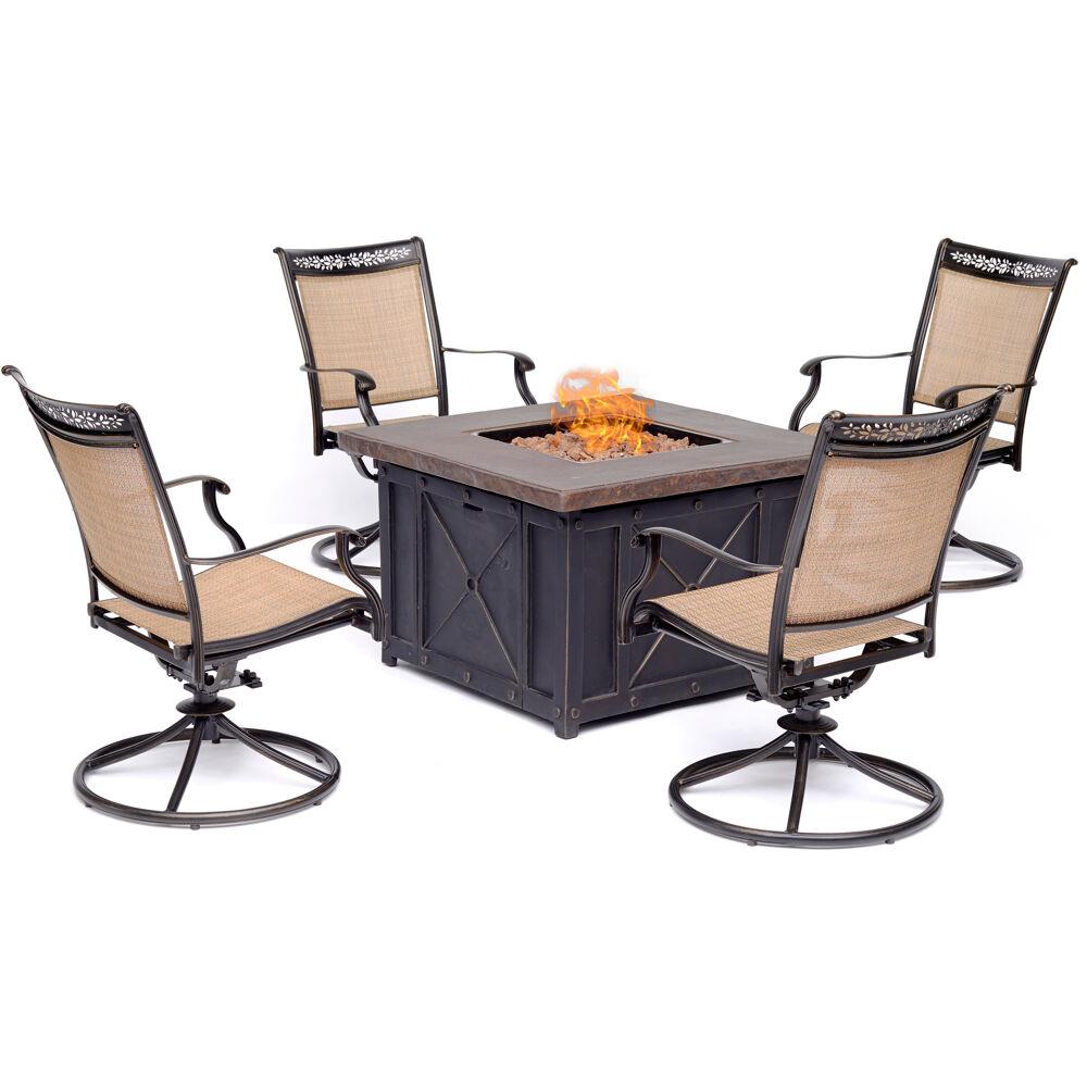 Hanover FON5PCDSW4FP Fontana 5-Piece Patio Conversation Set with Tan Cushions