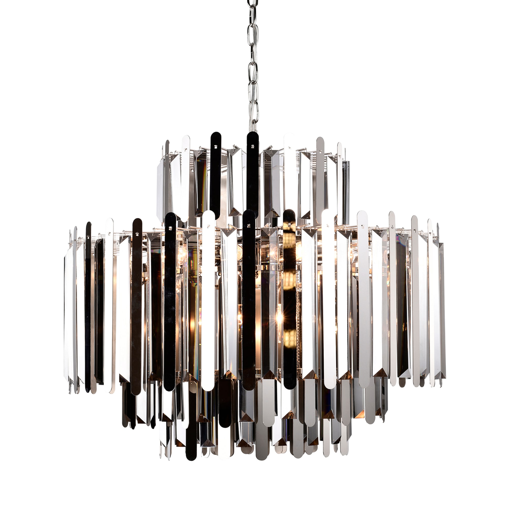 Edvivi Genisis 12 -Light Polished Nickel Crystal Steel Chandelier