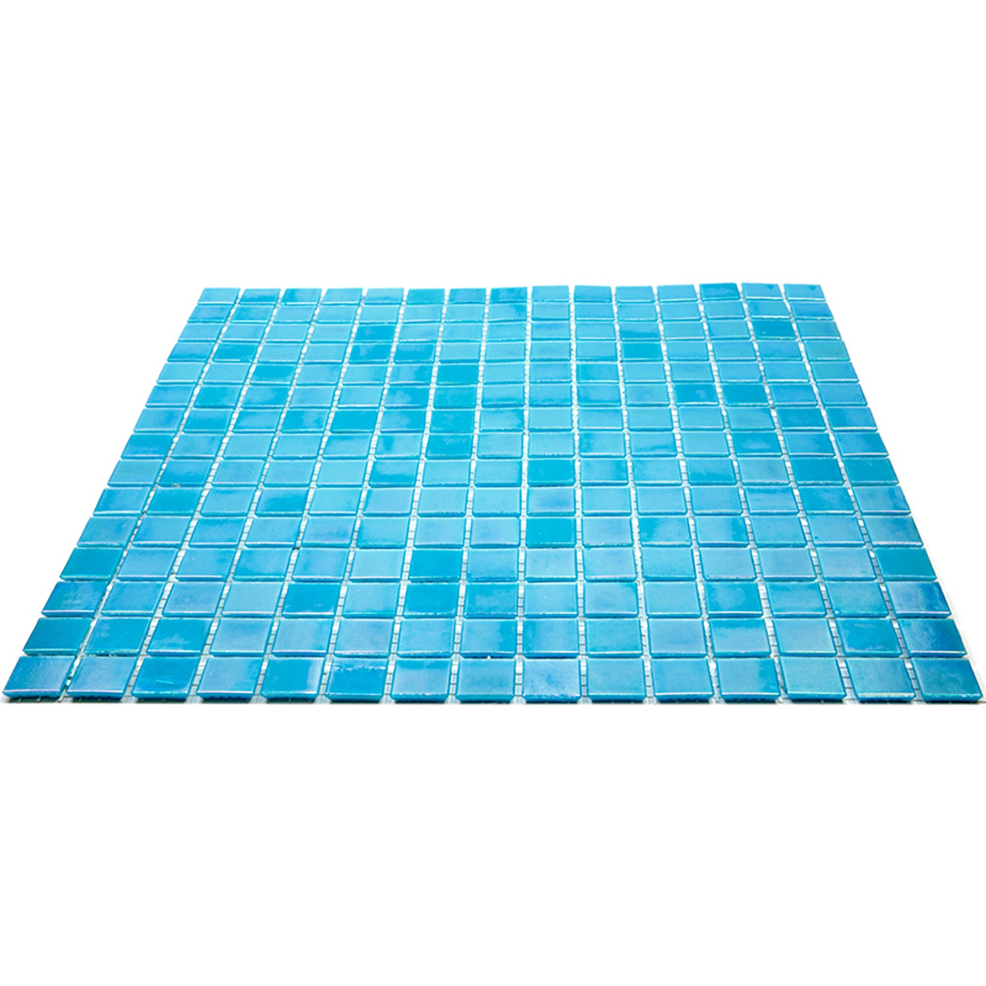 Cyan Blue Iridescent Glass Mosaic Wall and Floor Tile